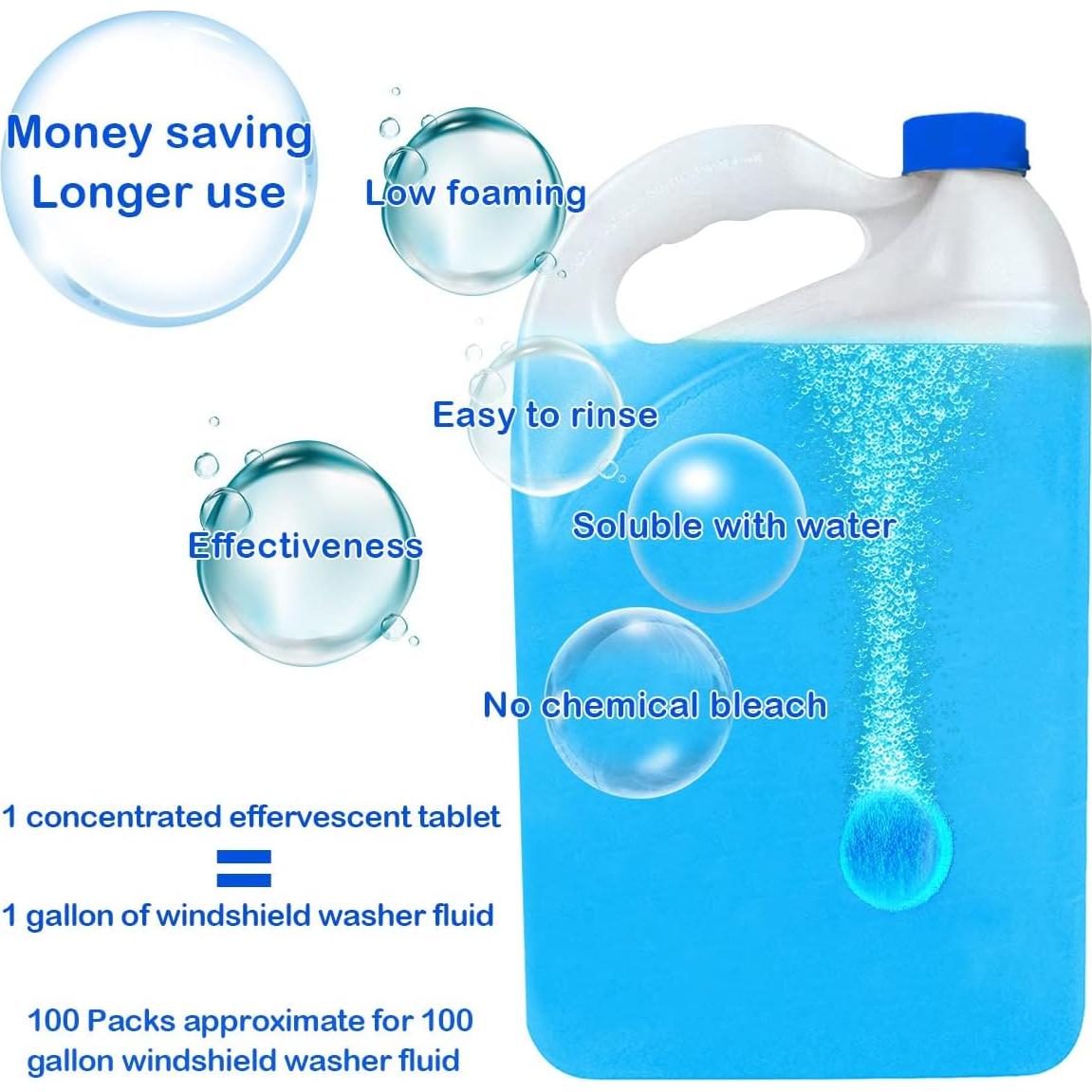 100 Tabletas Limpiadoras Concentradas para Parabrisas - Eficiencia