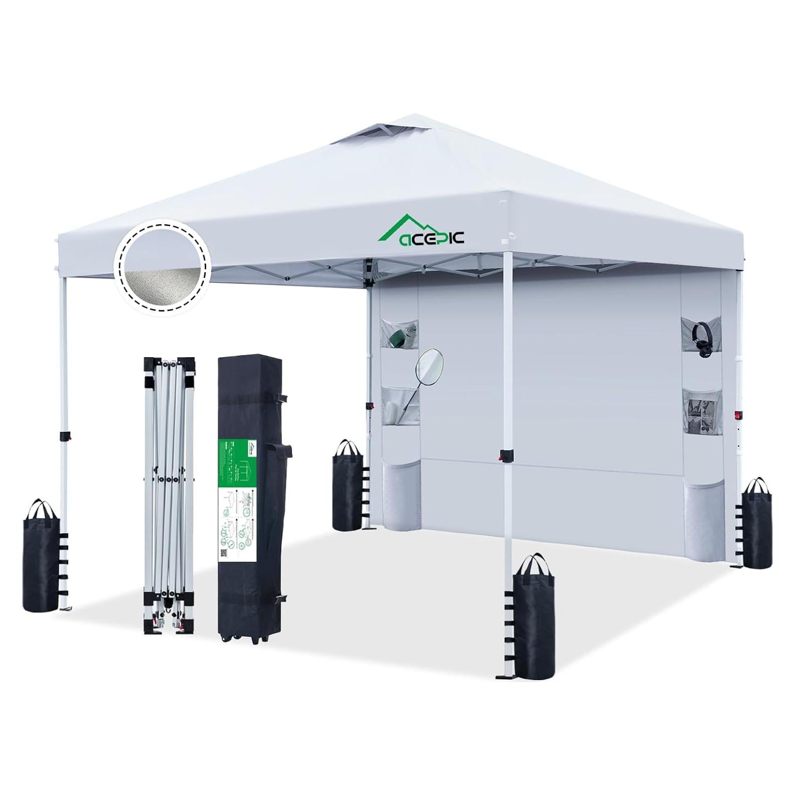 Carpa Plegable Acepic 10x10m con Pared Lateral y 6 Bolsillos