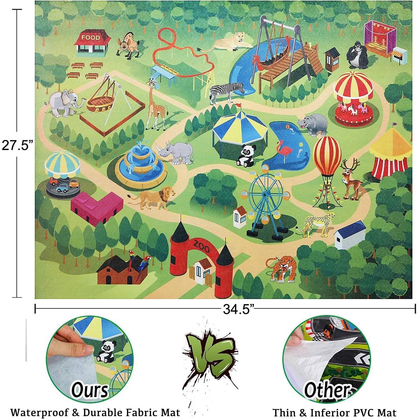 BOLZRA Juego de Animales de Safari 22 Pcs con Alfombrilla