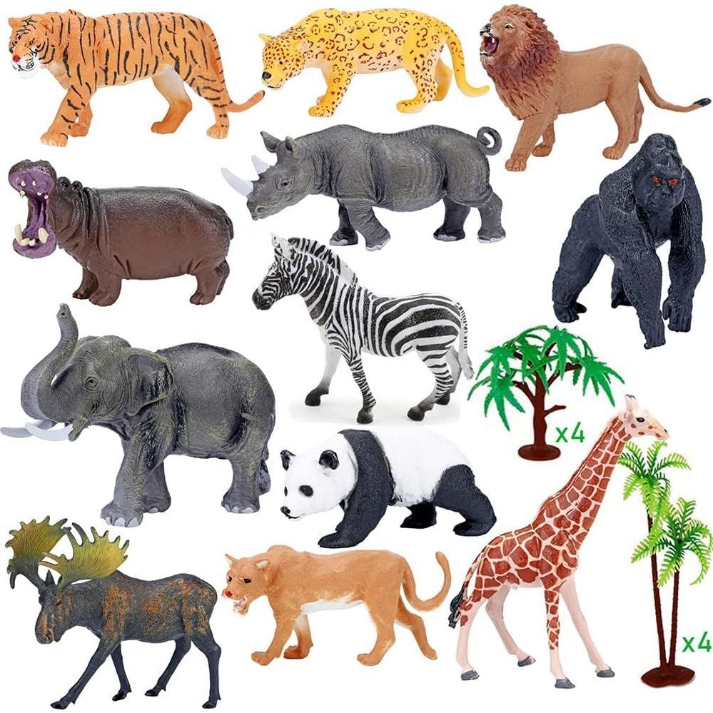 BOLZRA Juego de Animales de Safari 22 Pcs con Alfombrilla