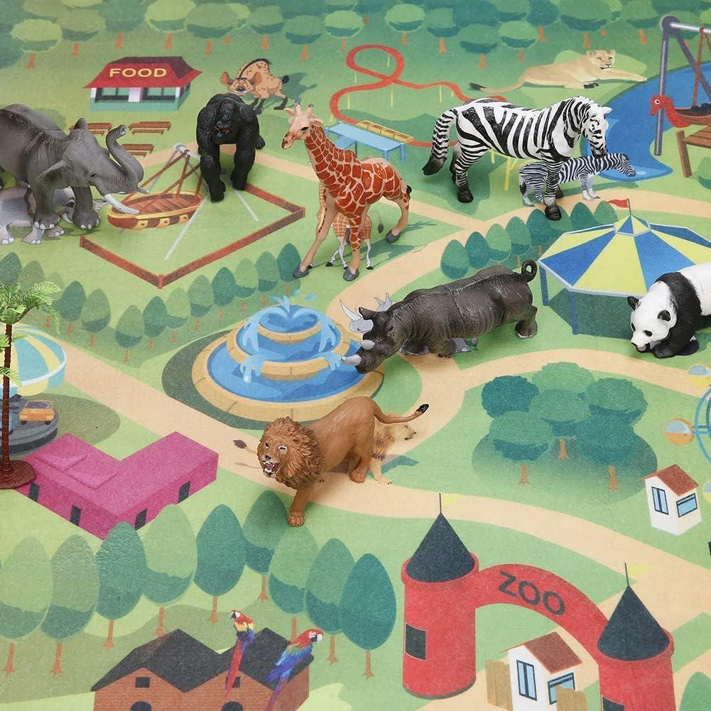 BOLZRA Juego de Animales de Safari 22 Pcs con Alfombrilla