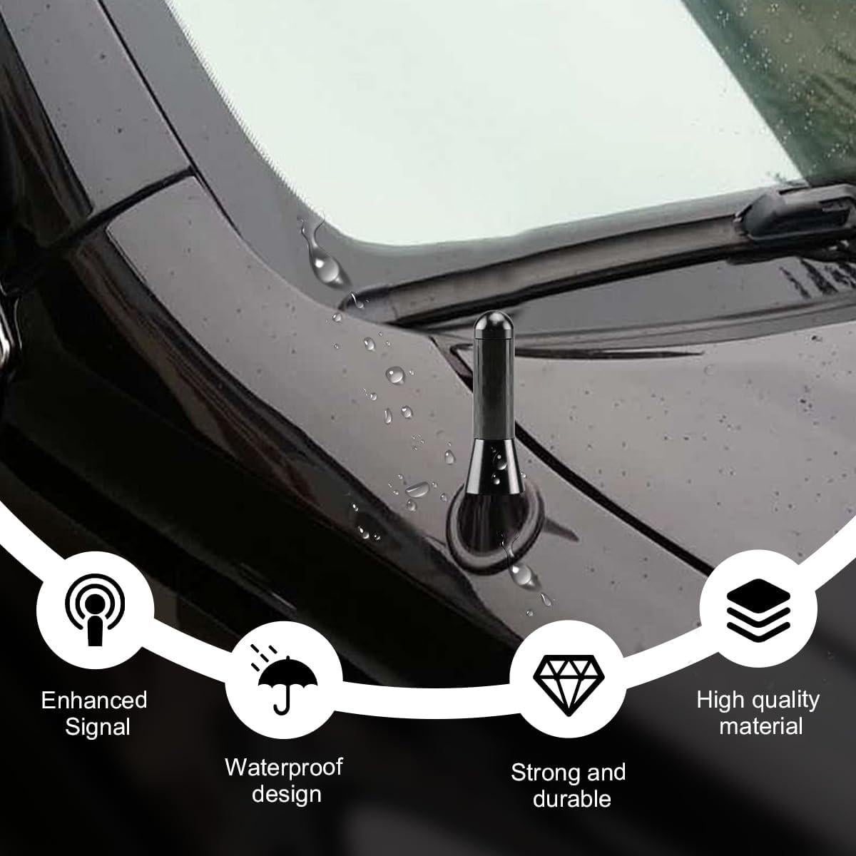 Antena Corta Wevdn para Coche 3.63 cm Negro Universal