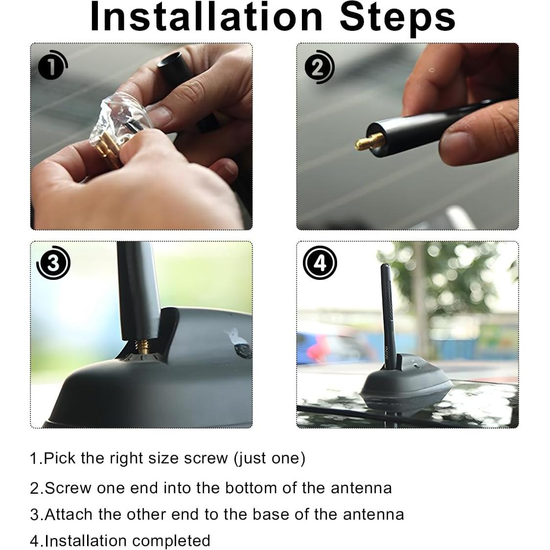 Antena Corta Wevdn para Coche 3.63 cm Negro Universal