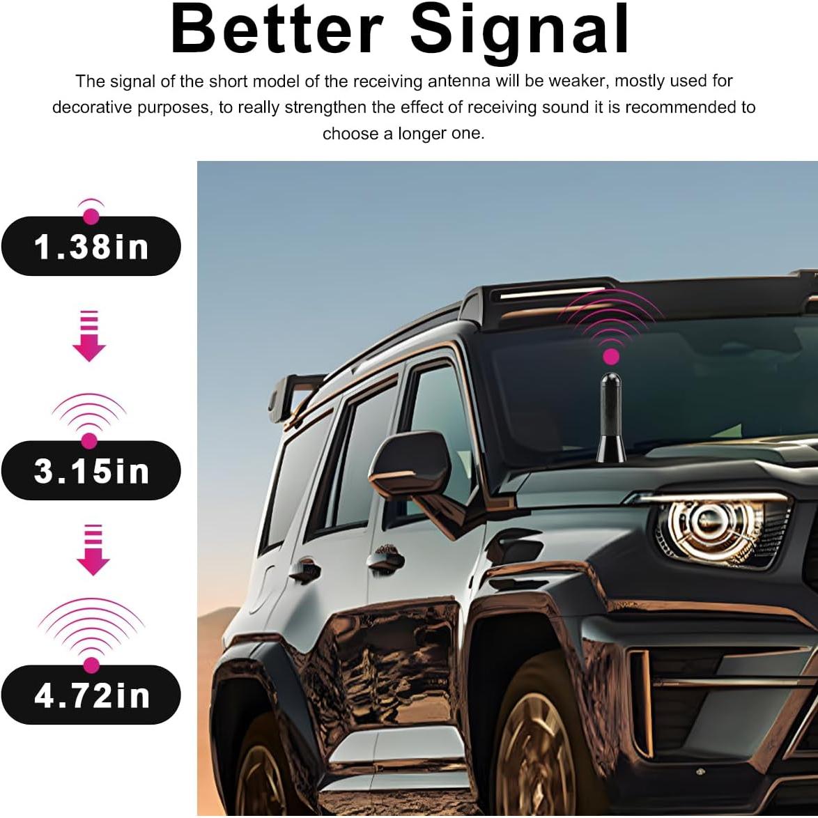 Antena Corta Wevdn para Coche 3.63 cm Negro Universal