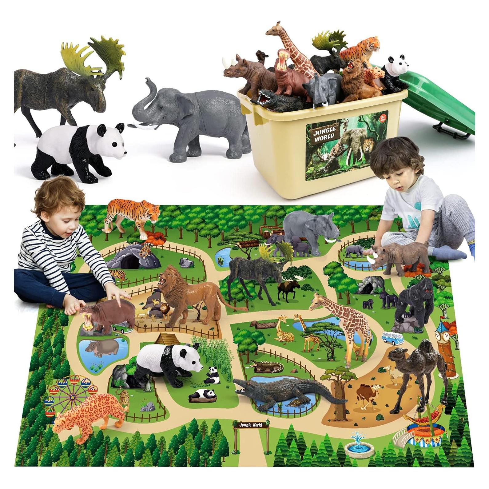 Figuras de Animales Safari FRUSE con Tapete Jumbo 144x98cm