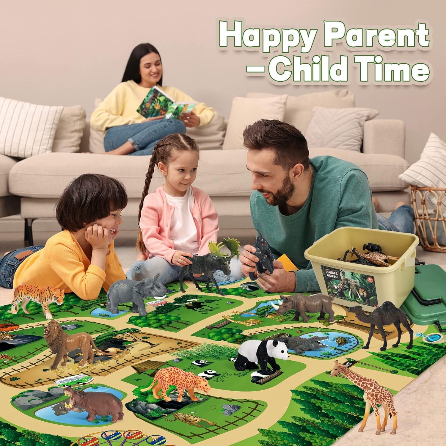 Figuras de Animales Safari FRUSE con Tapete Jumbo 144x98cm