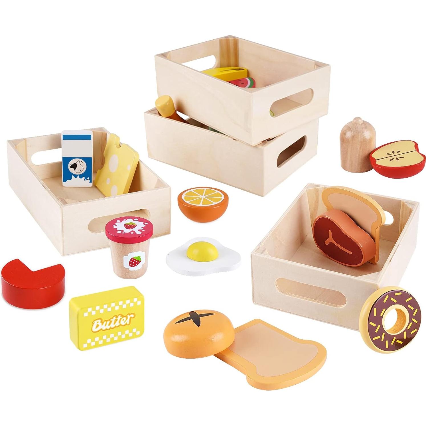 Juego de Comida de Madera KMTJT para Niños 1-3 Años
