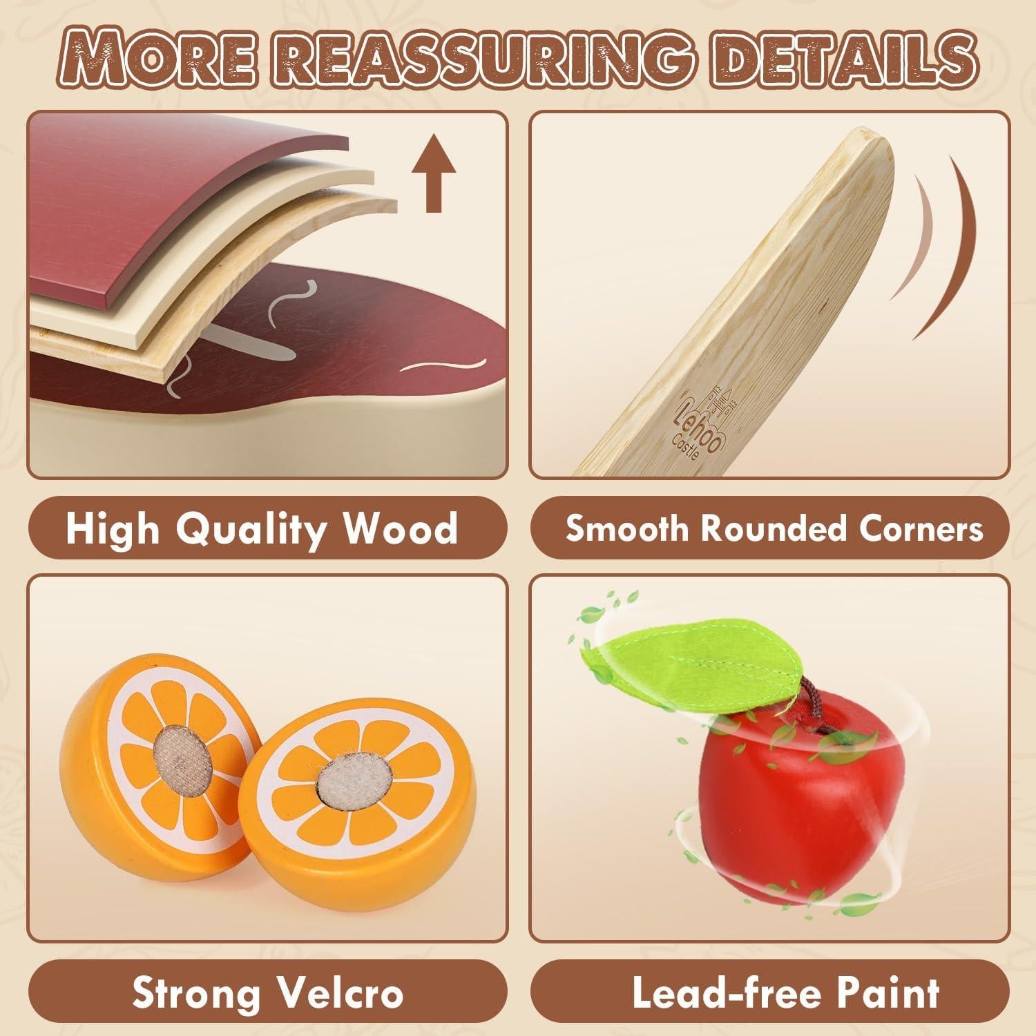 Juego de Comida de Madera Lehoo Castle para Niños 3-5 Años