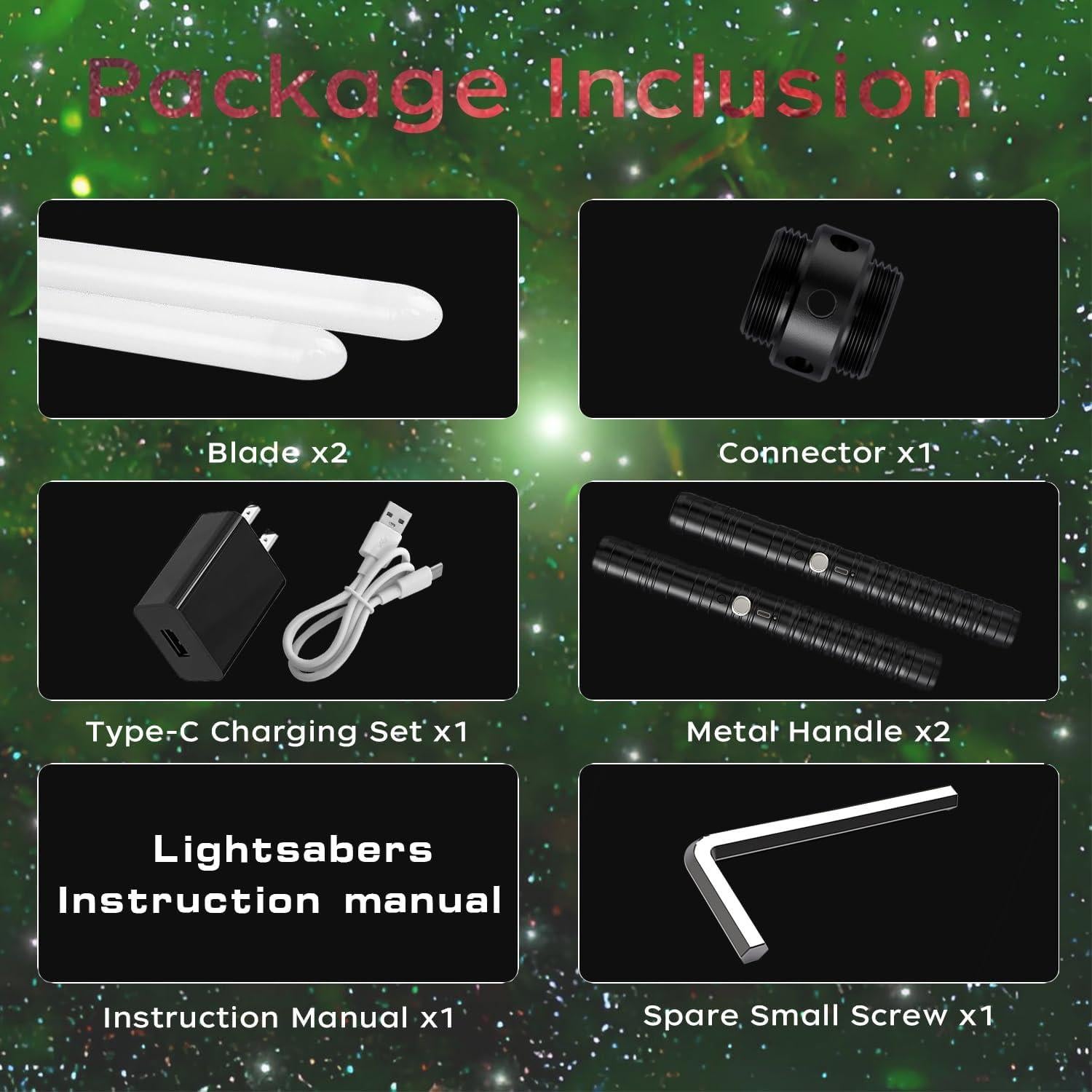 Sables de Luz Oueyes Tipo-C Doble Hoja 16 Colores 78,74 cm