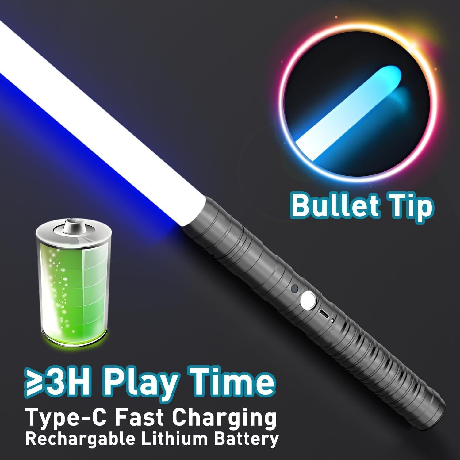 Sables de Luz Oueyes Tipo-C Doble Hoja 16 Colores 78,74 cm