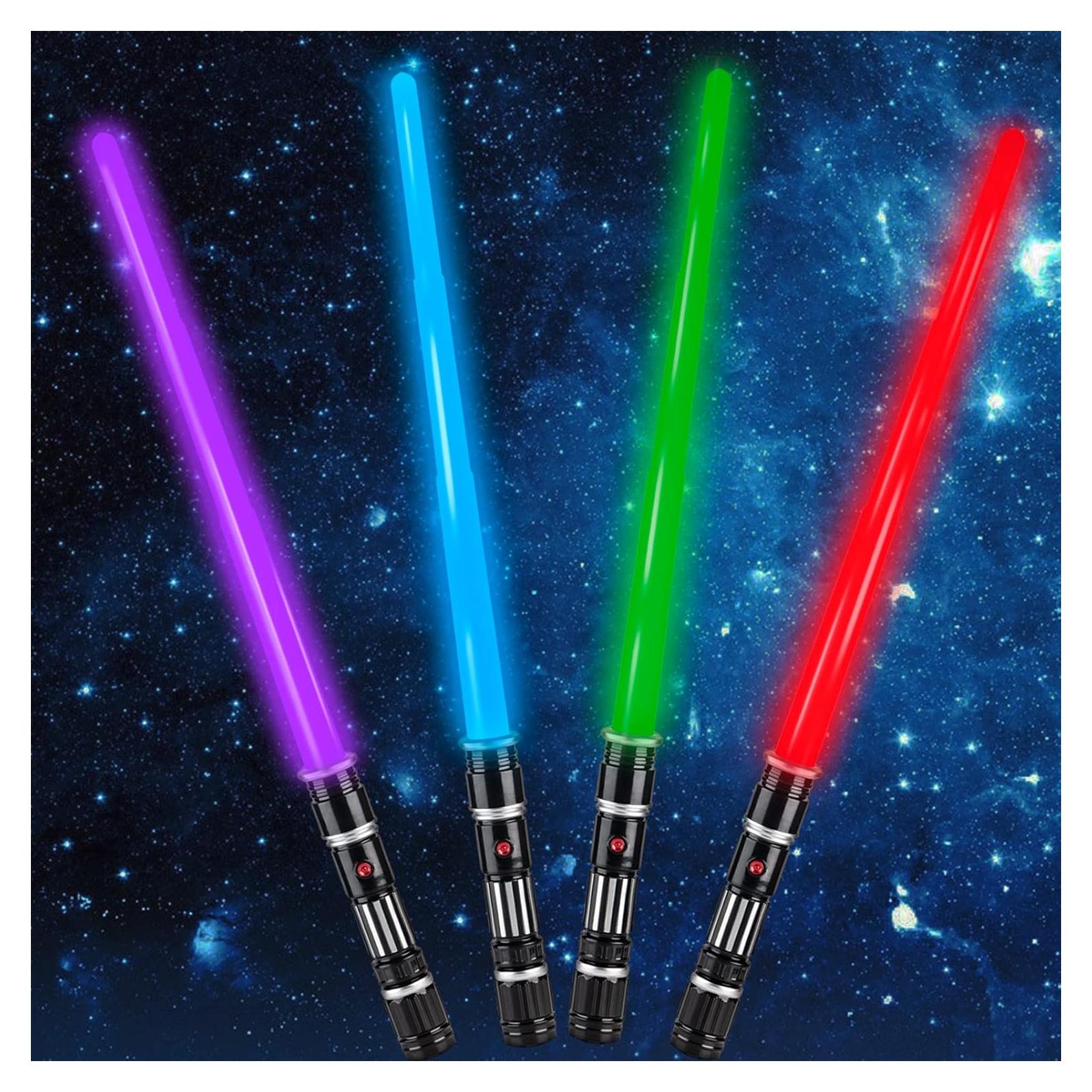 Paquete de 4 Sables LED Iluminados LESUTER, 4 Colores, Expandibles