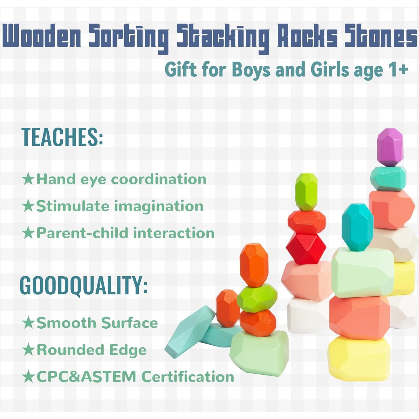 Juego de Bloques de Madera 48 PCS Montessori WOODENFUN