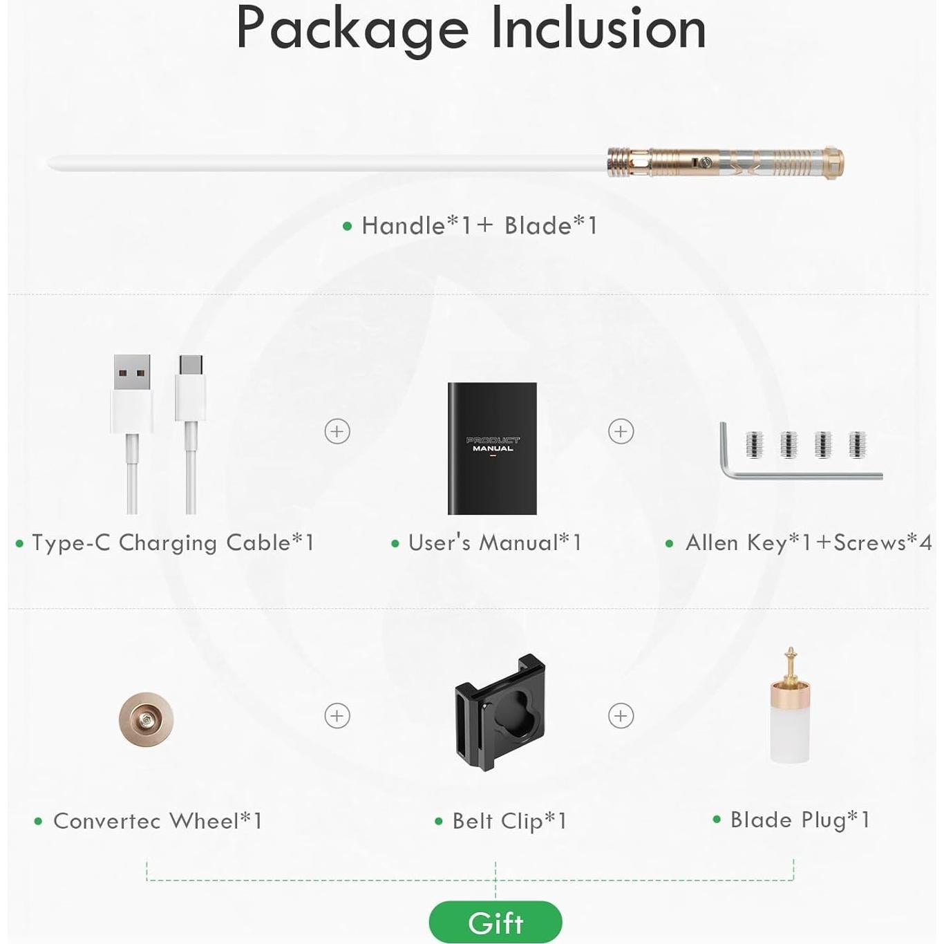 Sable de Luz CUSTOM SABER 116 cm Oro con Control de Movimiento