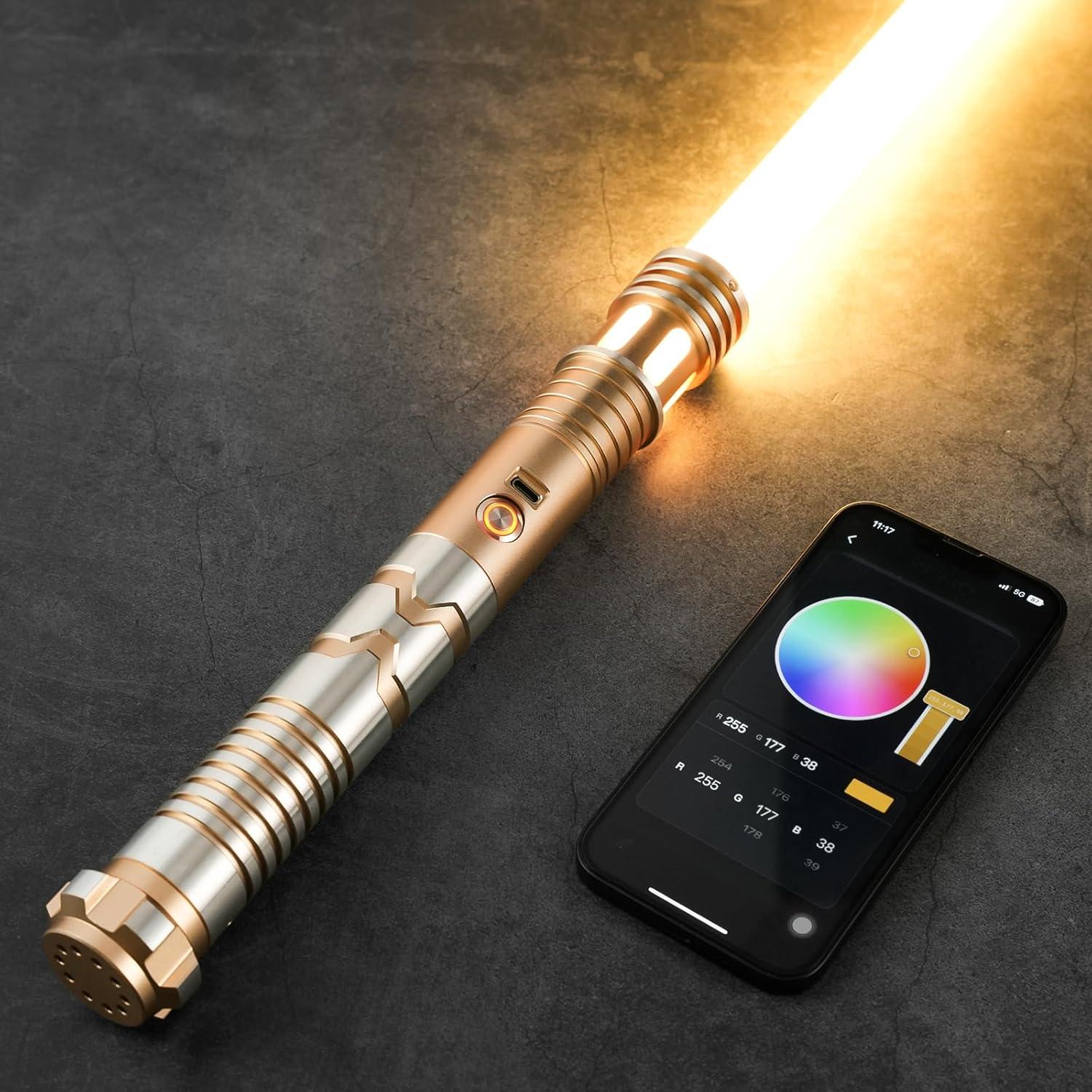 Sable de Luz CUSTOM SABER 116 cm Oro con Control de Movimiento