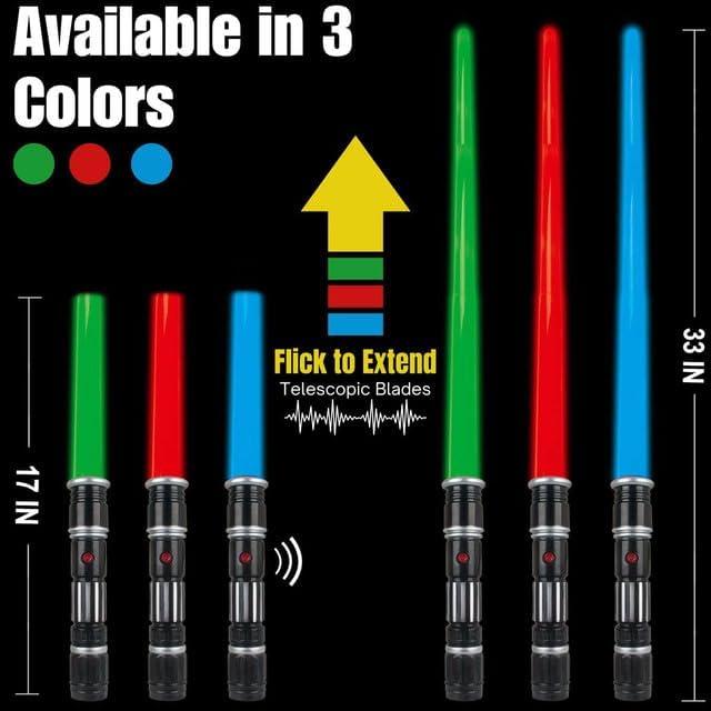 Juego de 12 Sables LED Liberty Imports - Espadas Retráctiles con Sonido