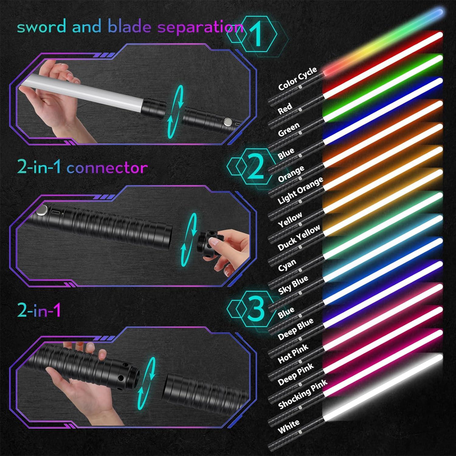 Sable de Luz RGB Beyondtrade 15 Colores Recargable Tipo-C