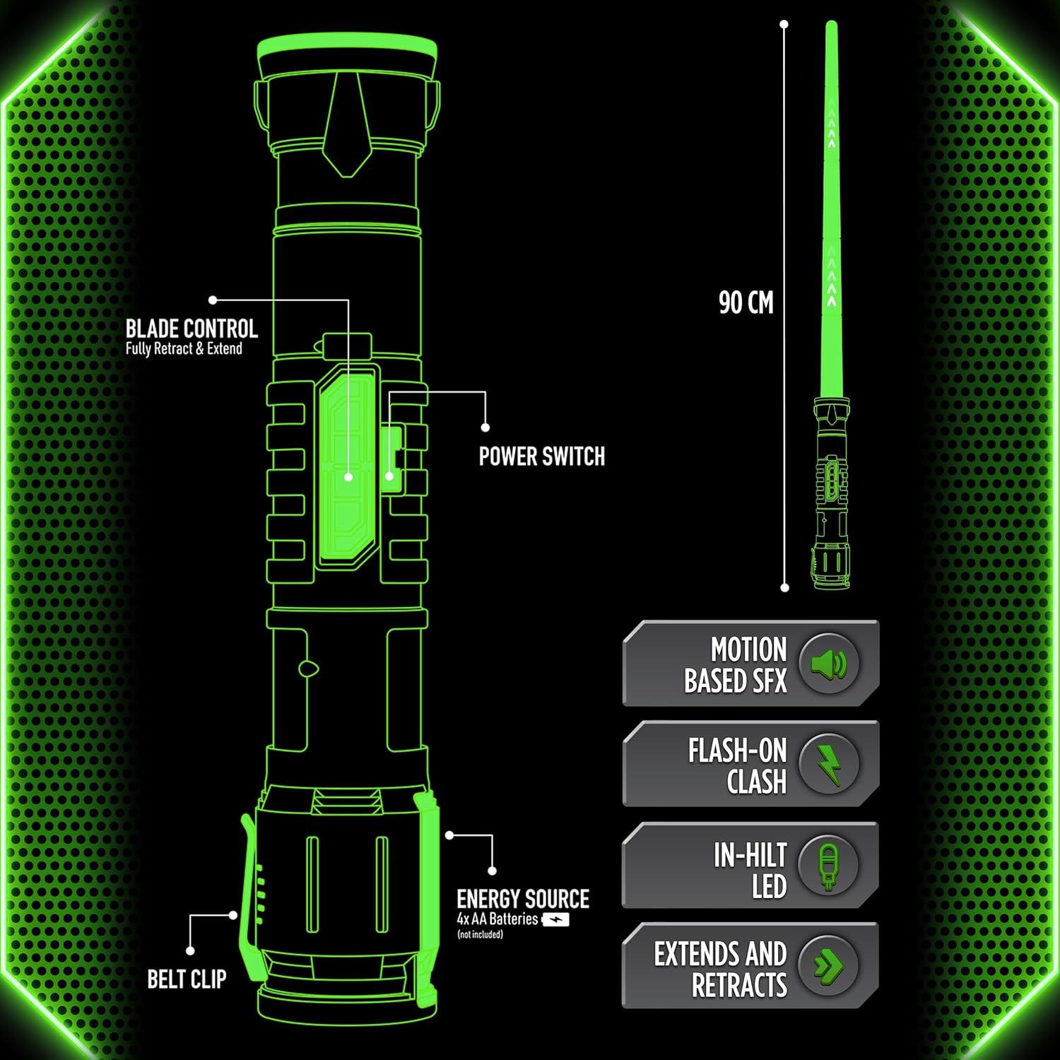 Sable Automático Extensible Goliath Power Saber Verde 90cm