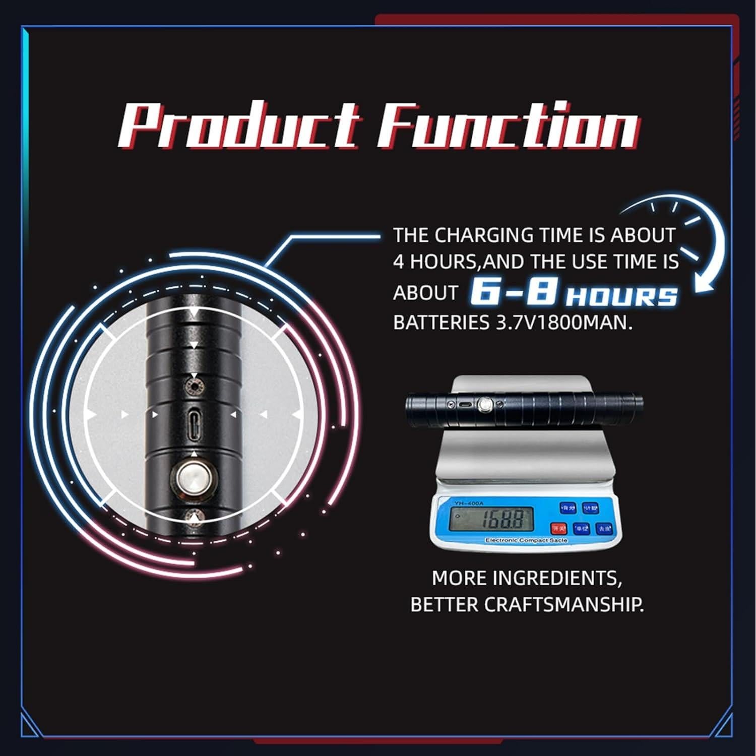 Sable de Luz 2 en 1 Zlangsport 15 Colores RGB con Sonido