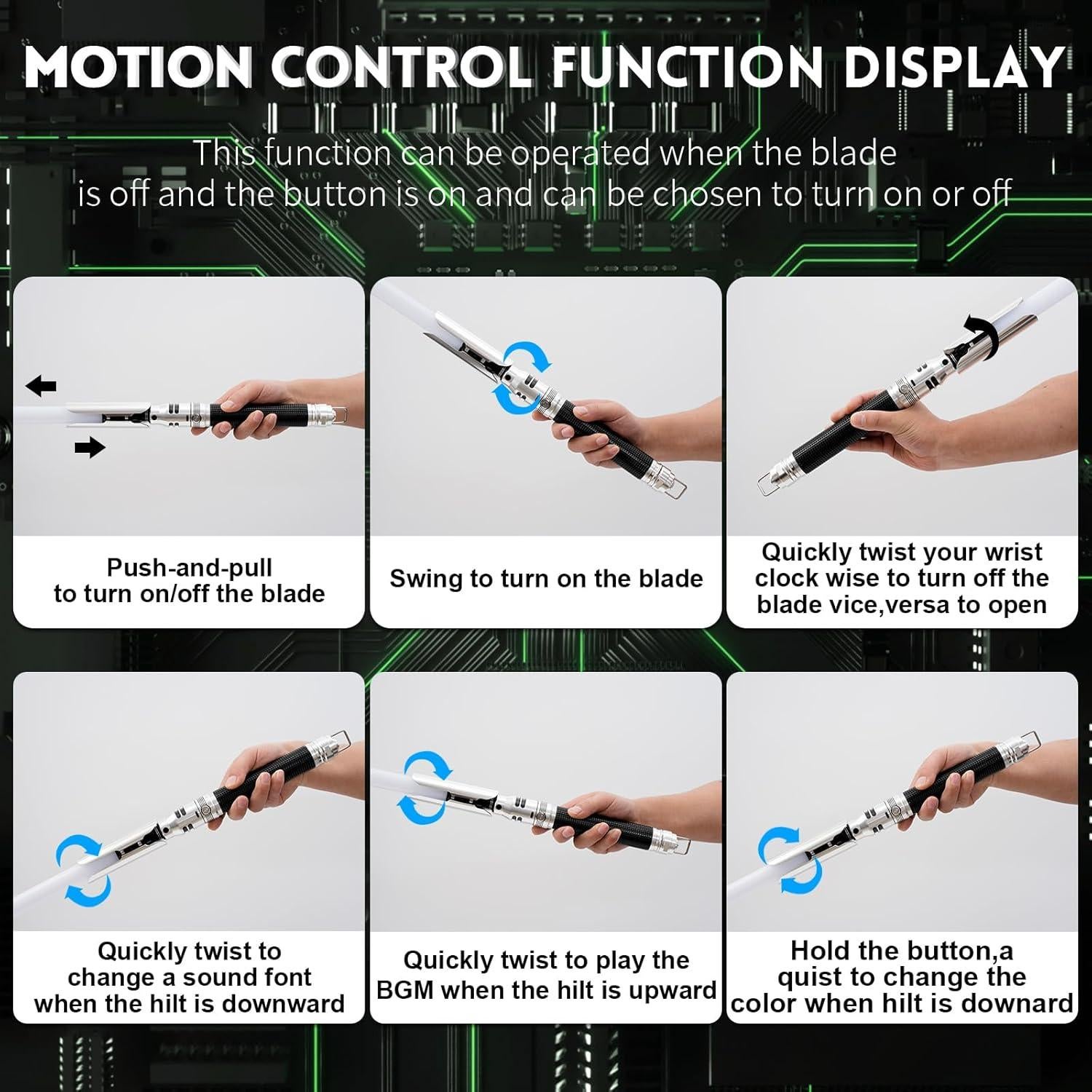 Sable de Luz Recargable LIHTJOYFUN 113cm con 18 Sonidos y 19 Colores