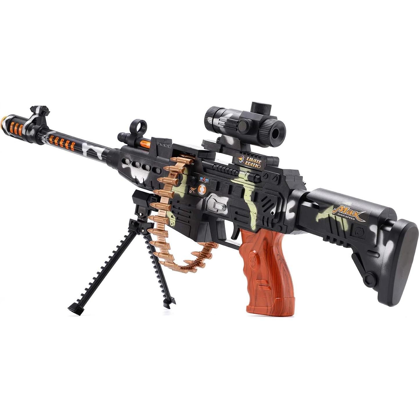 Juguete Ametralladora Militar Walnut Li con Luces y Sonido