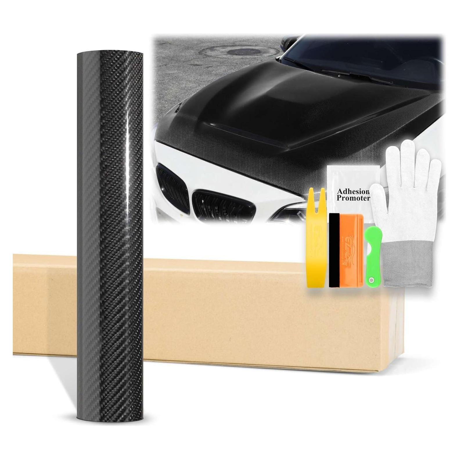 Vinilo Envoltura Texturizado EZAUTO 7D Fibra Carbono Negro 1.52x2.13m