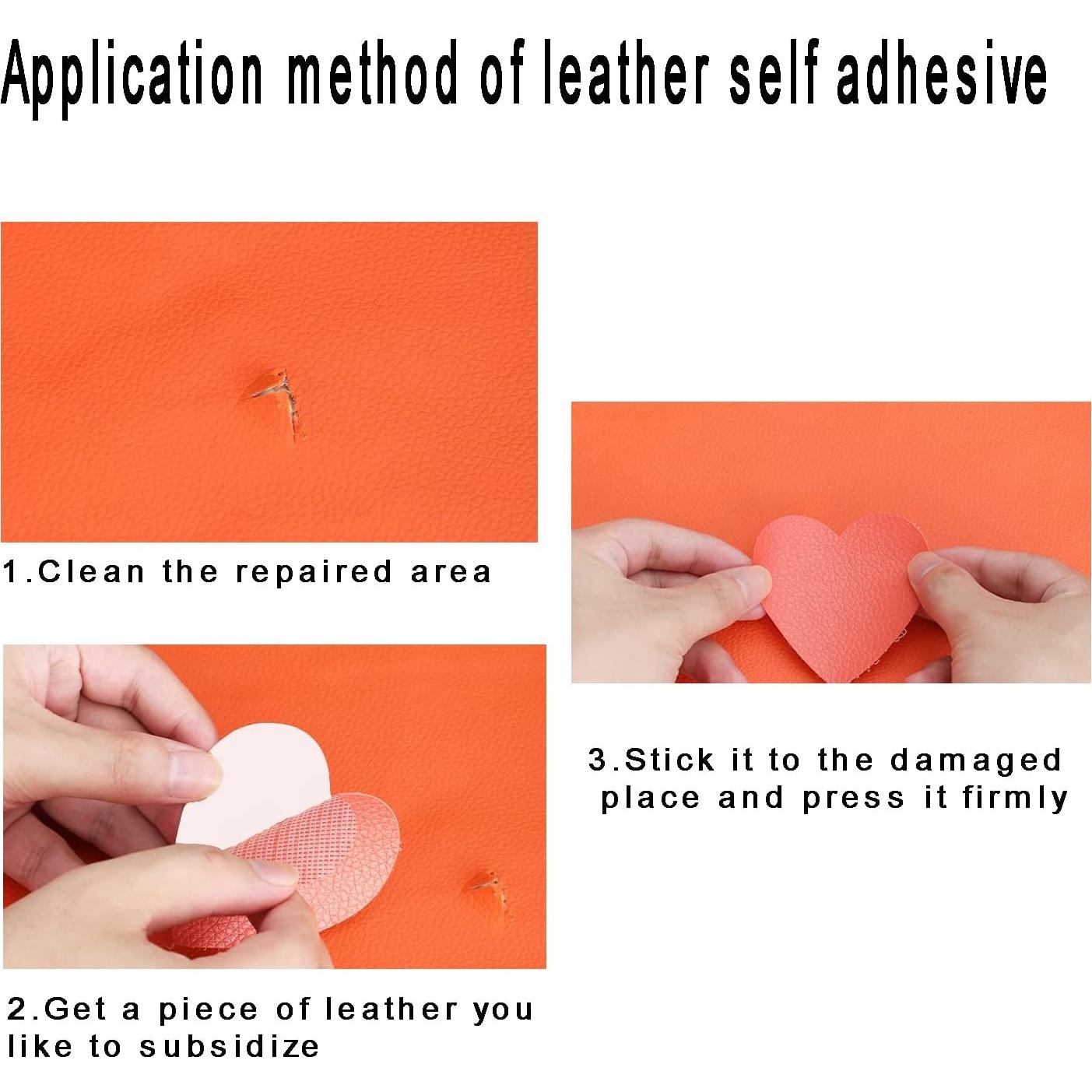 8 Parches de Reparación de Cuero Autoadhesivos Guokuai - Negro