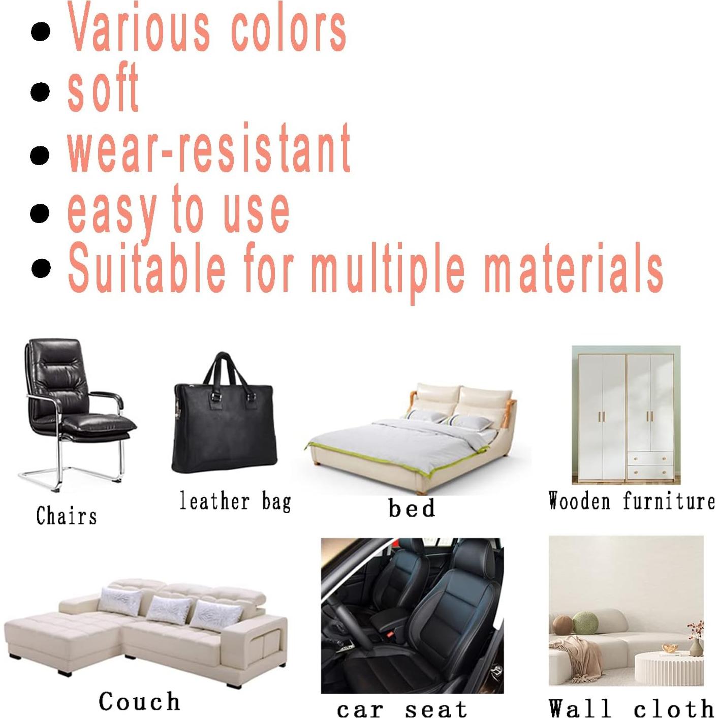 8 Parches de Reparación de Cuero Autoadhesivos Guokuai - Negro