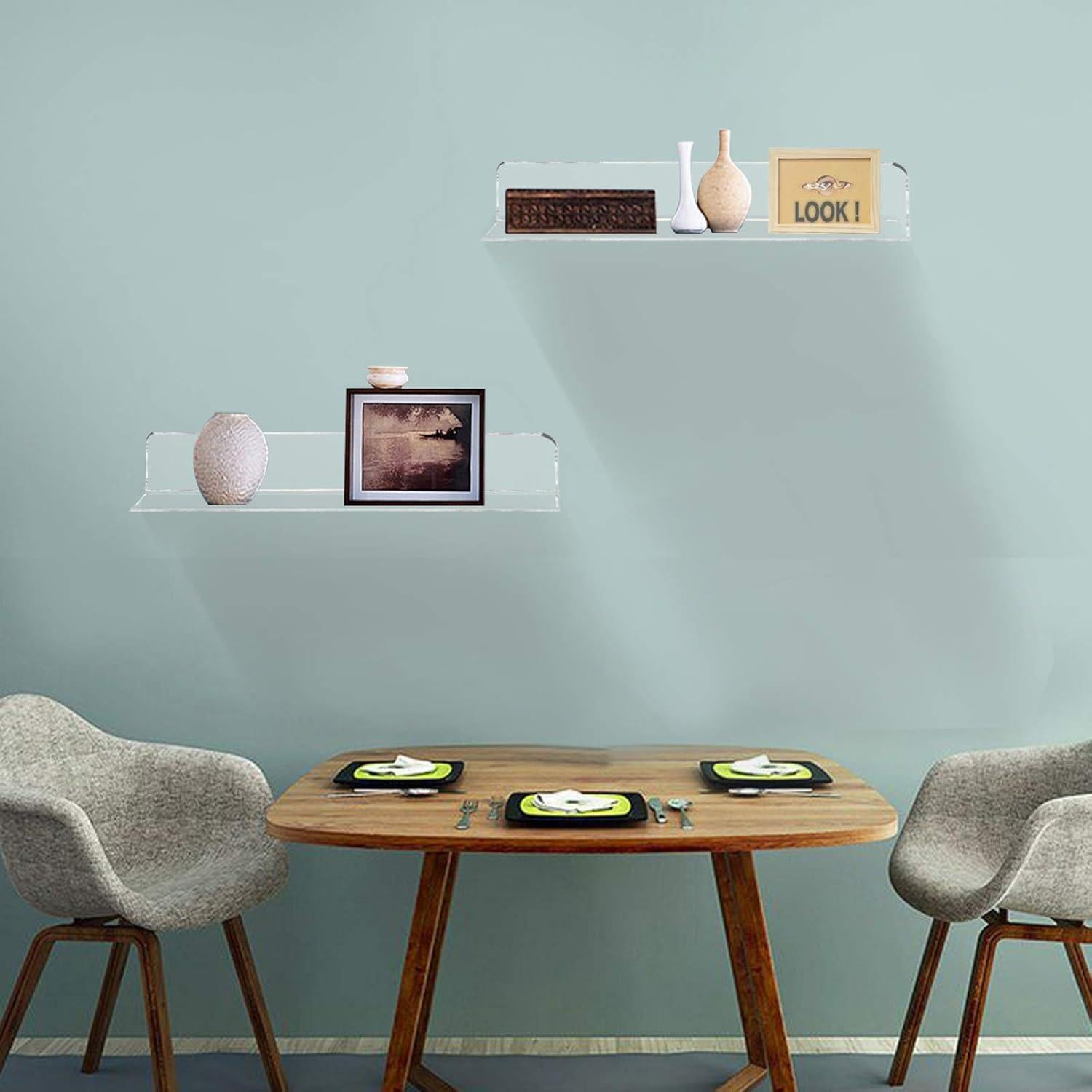 Estantes Flotantes Acrílicos Weiai 30.48x15.01 cm, Juego de 2