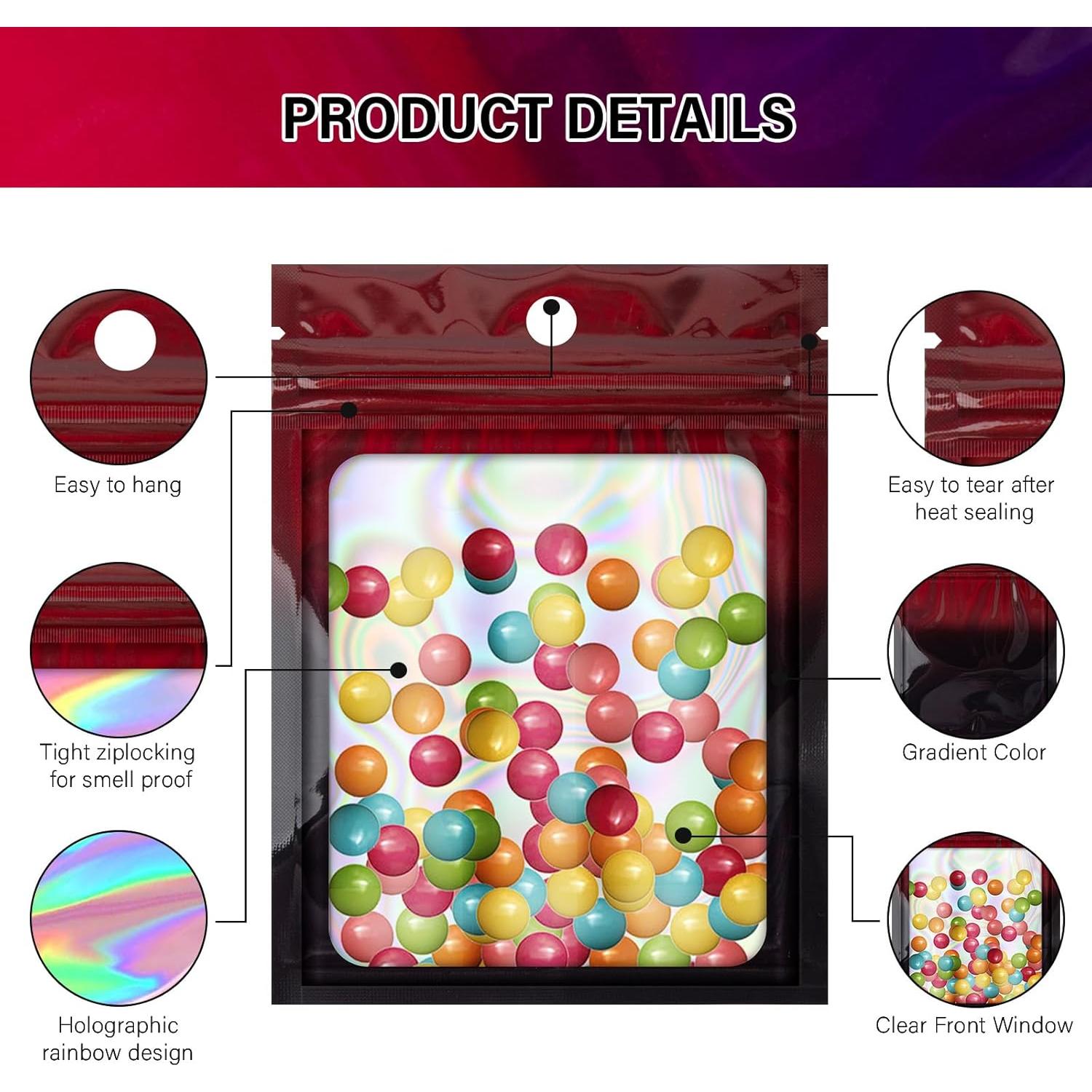 Bolsas de Empaque Reutilizables HOUSIM 100 Piezas Holográfico 8.9x11.9 cm