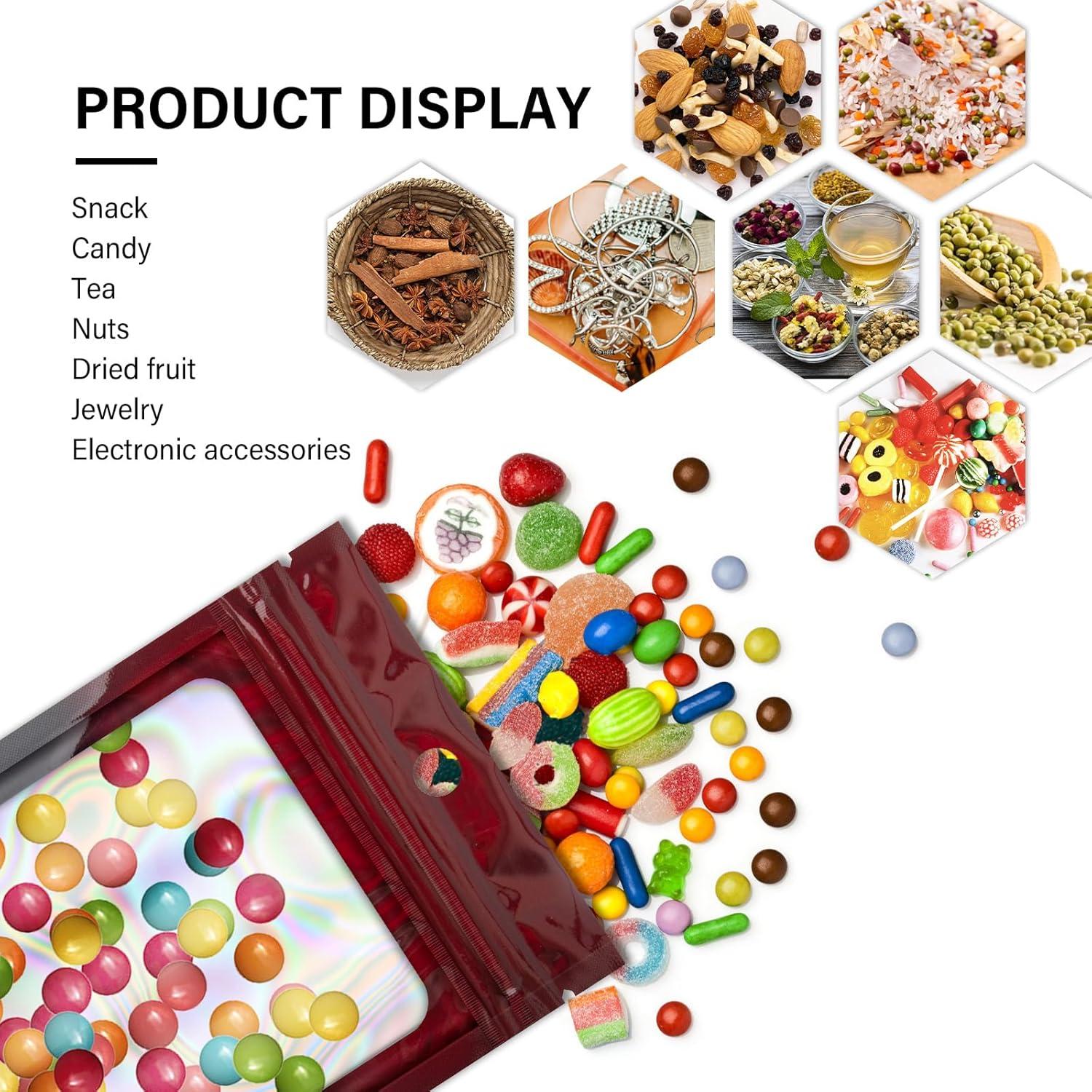 Bolsas de Empaque Reutilizables HOUSIM 100 Piezas Holográfico 8.9x11.9 cm