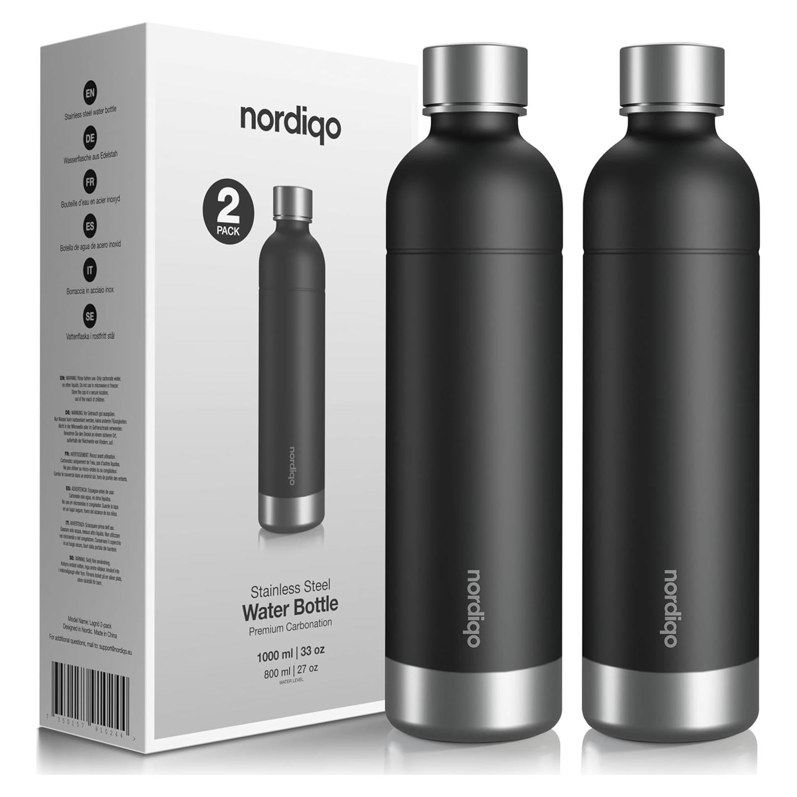 Botella de Acero Inoxidable Nordiqo 977 ml - Paquete de 2