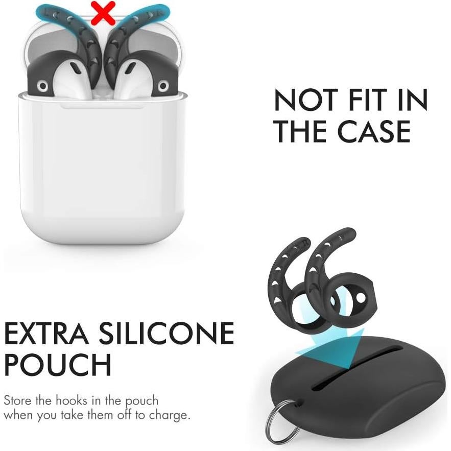 Ganchos para Orejas AhaStyle Silicona Negro para AirPods