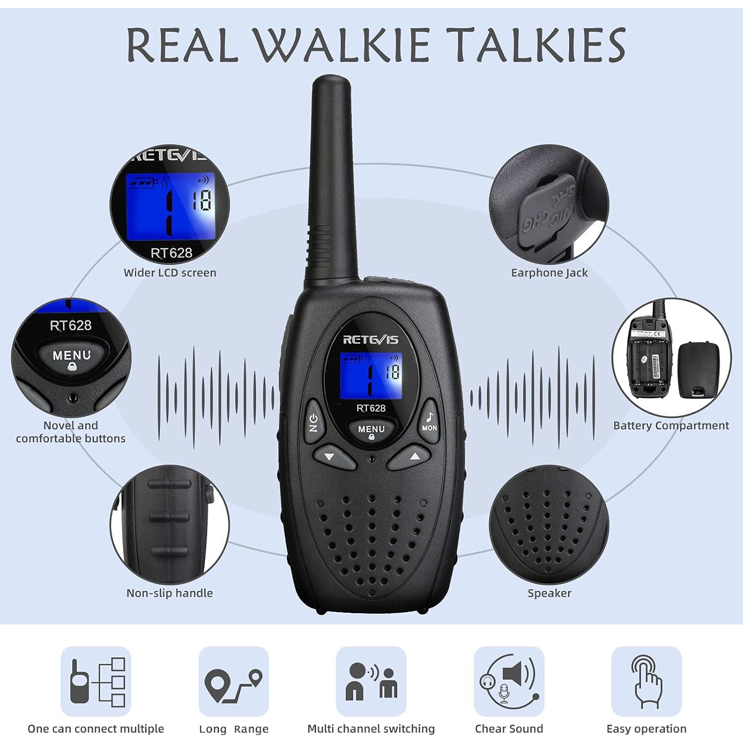 Walkie Talkies Retevis RT628 para Niños - 22 Canales, Bloqueo Teclado