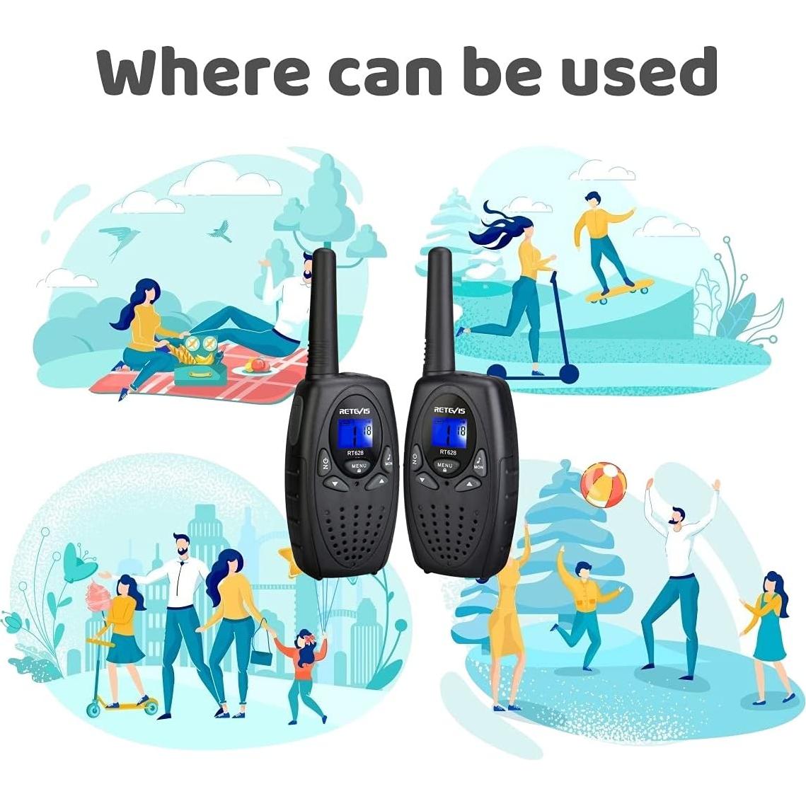 Walkie Talkies Retevis RT628 para Niños - 22 Canales, Bloqueo Teclado