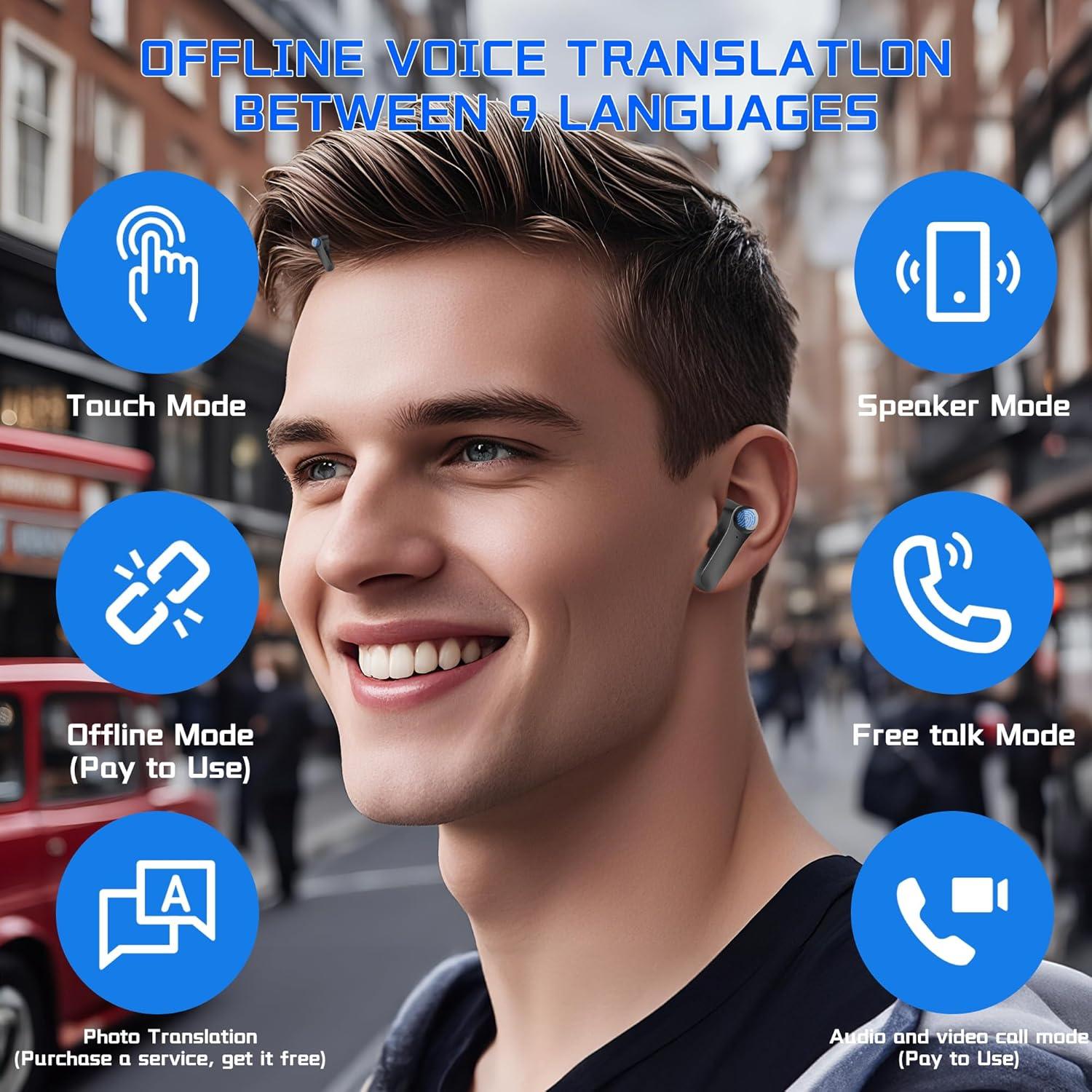Auriculares Traductores de Idiomas Ai JE B11 - 150 Idiomas, Negro