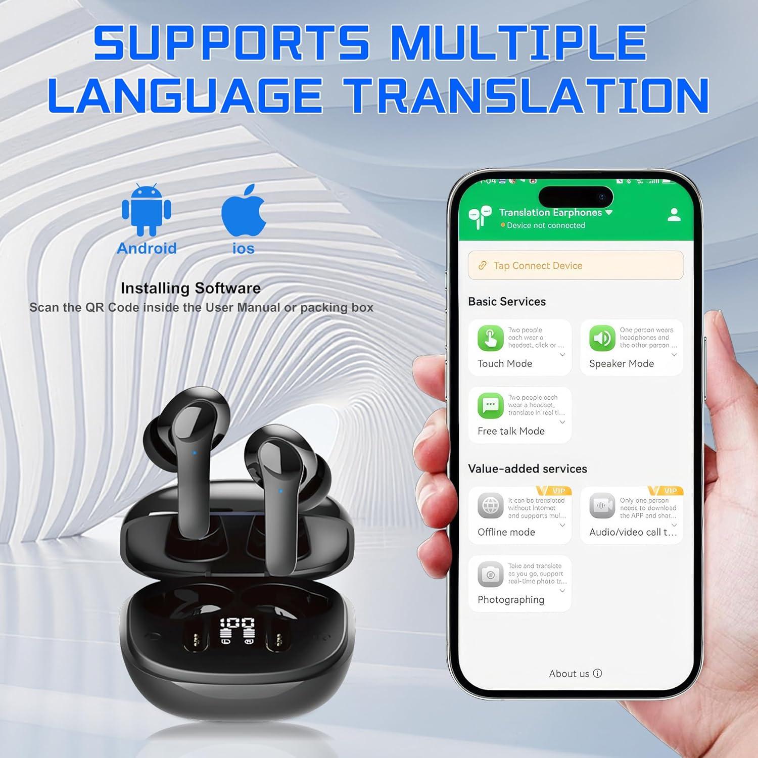 Auriculares Traductores de Idiomas Ai JE B11 - 150 Idiomas, Negro
