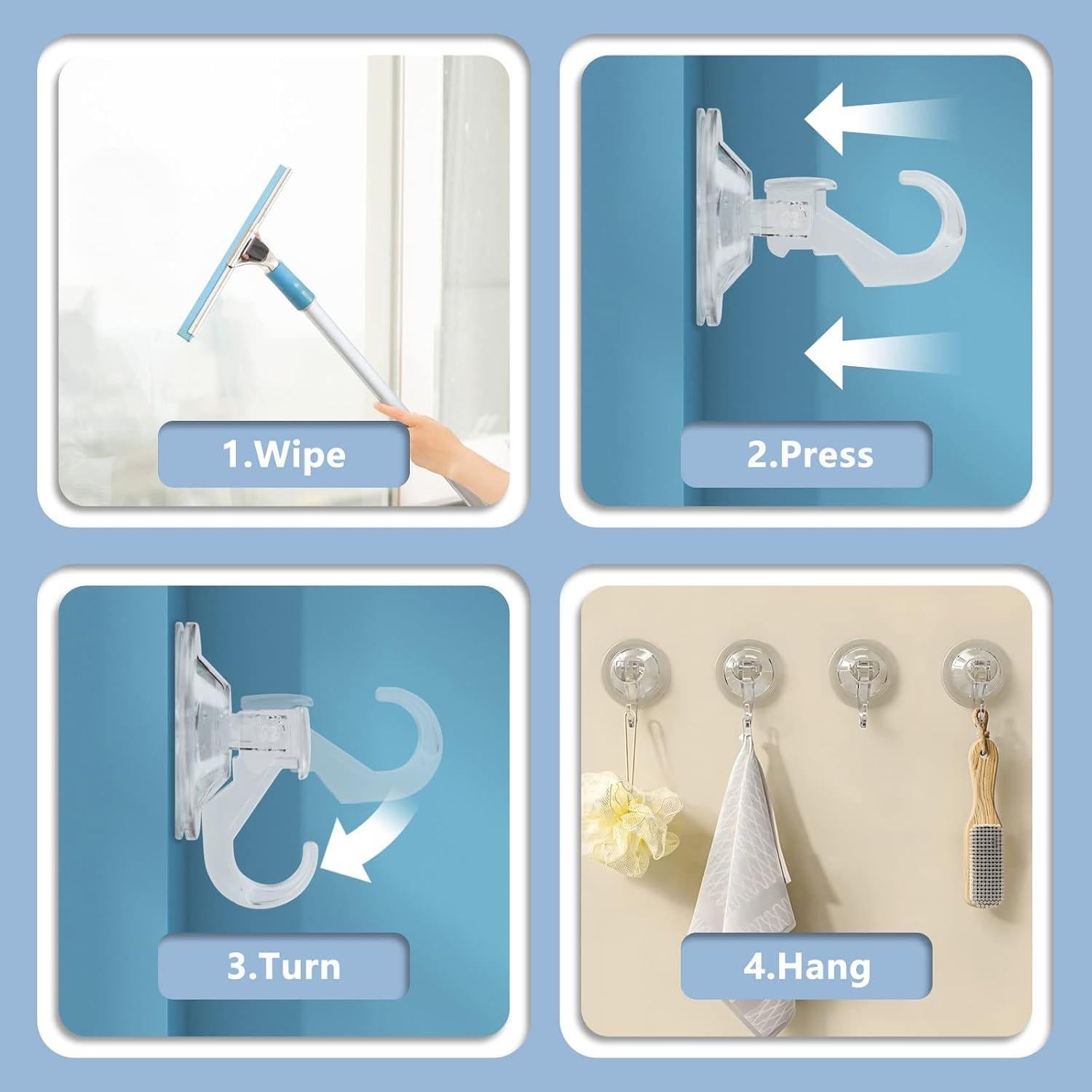 Ganchos de Ventosa CozyBlue Reutilizables 2 Pcs Alta Resistencia