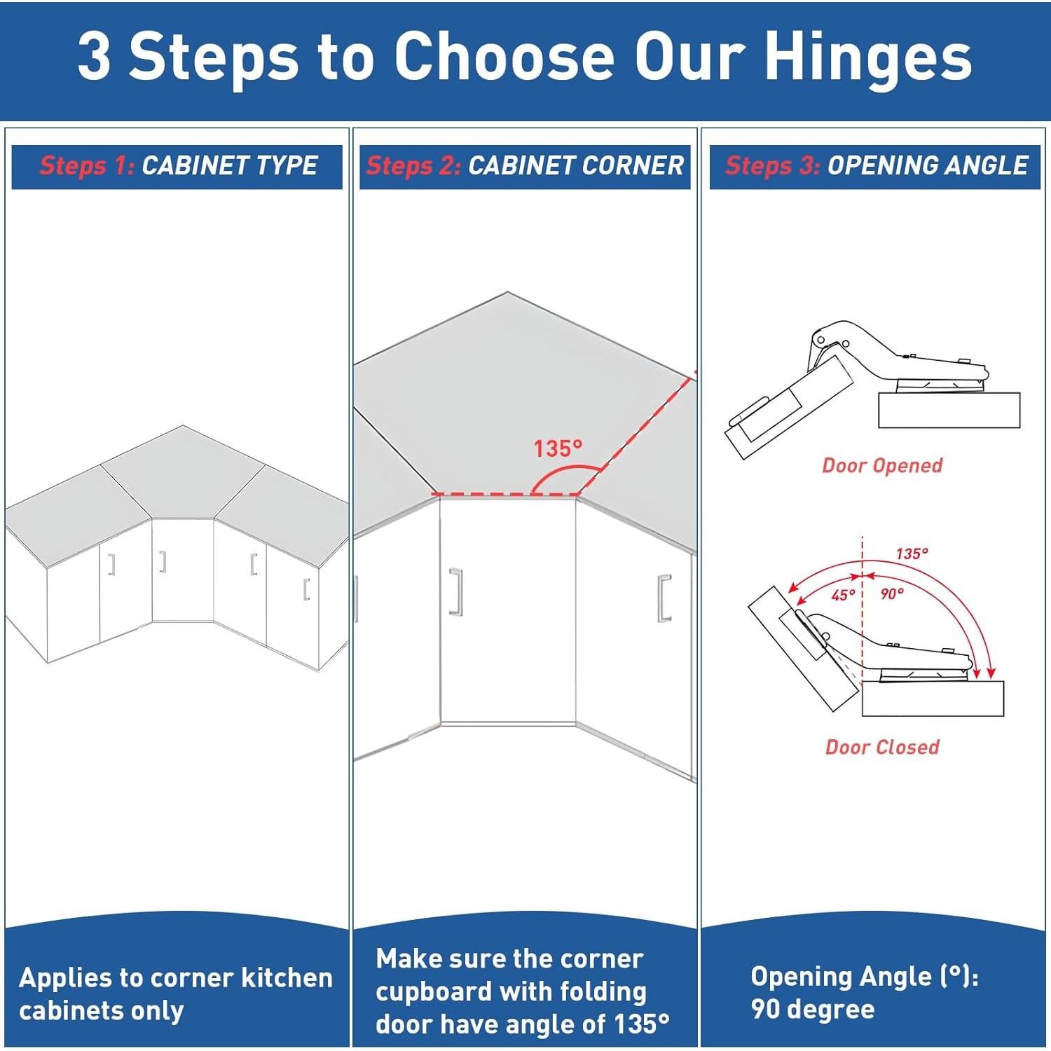 Bisagra de Esquina 45° TamBee de Acero Inoxidable - 2 Piezas