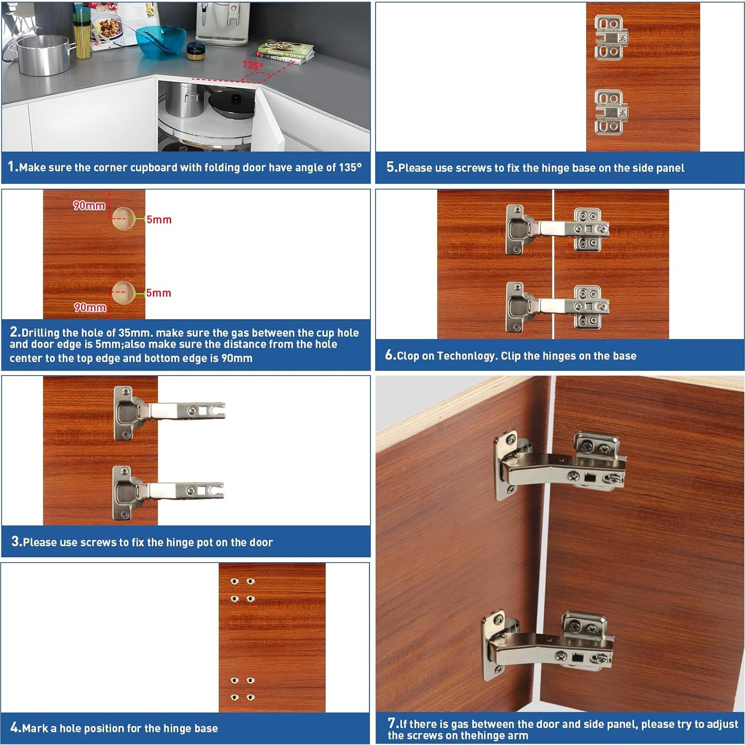 Bisagra de Esquina 45° TamBee de Acero Inoxidable - 2 Piezas