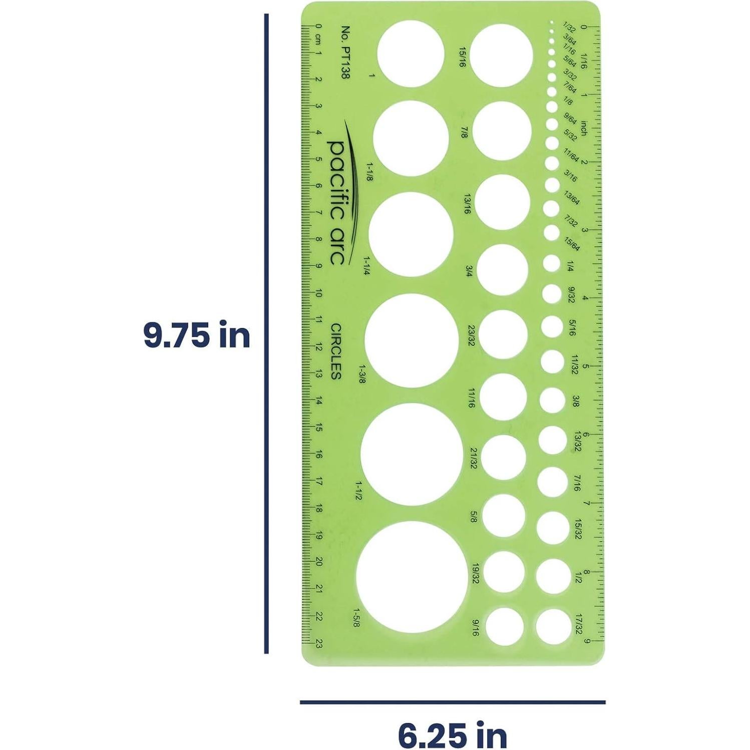 Plantilla de Círculos Pacific Arc PT-138, 40 Círculos 0.79-4.13 cm