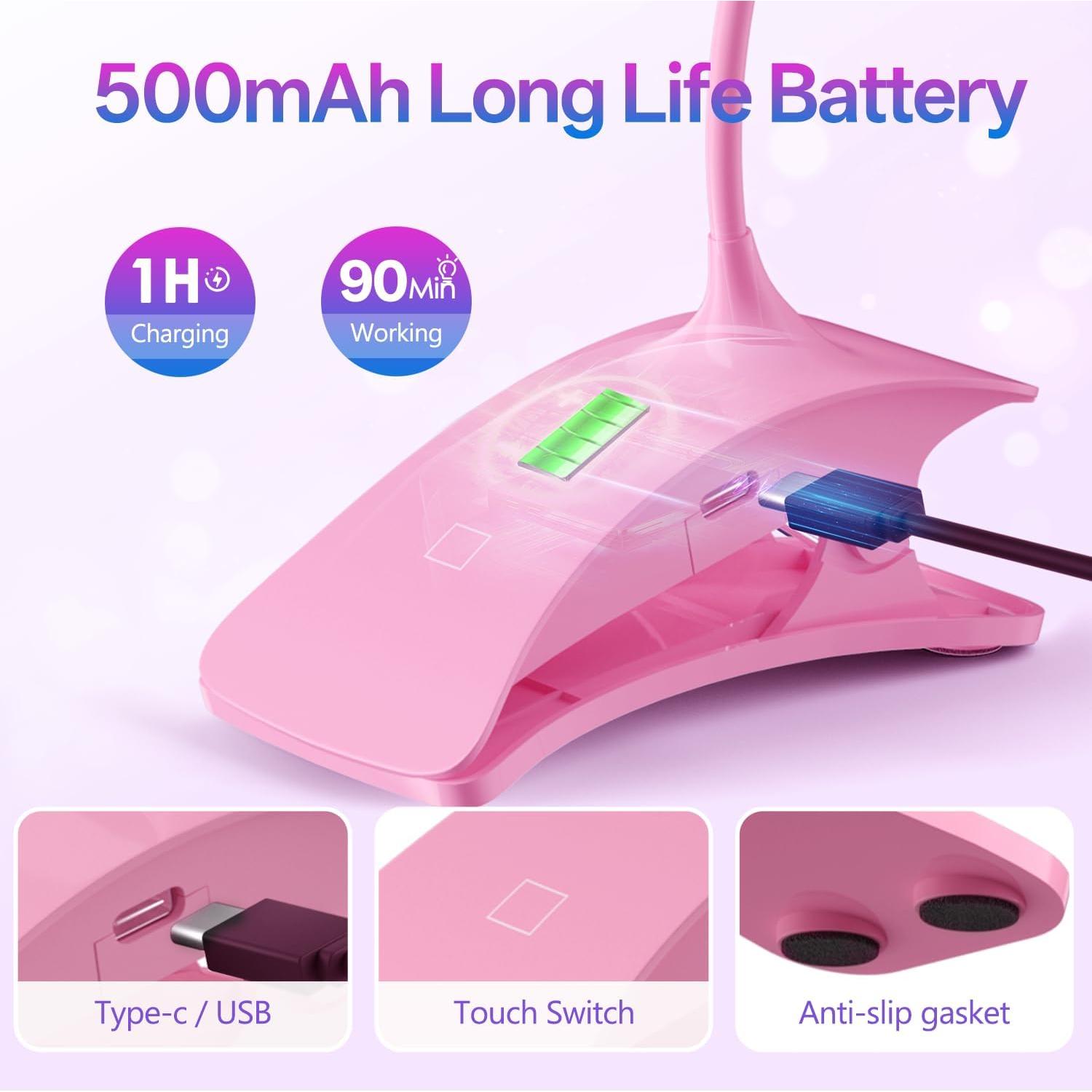 Lámpara UV Recargable AORAEM para Uñas de Gel Rosa