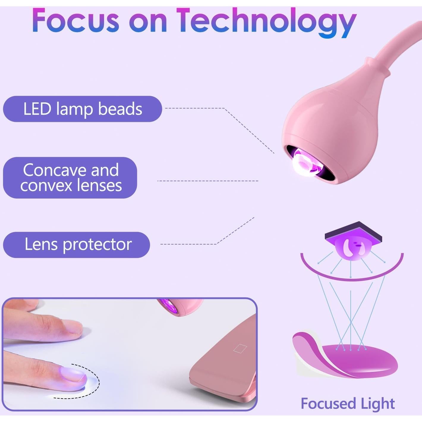 Lámpara UV Recargable AORAEM para Uñas de Gel Rosa