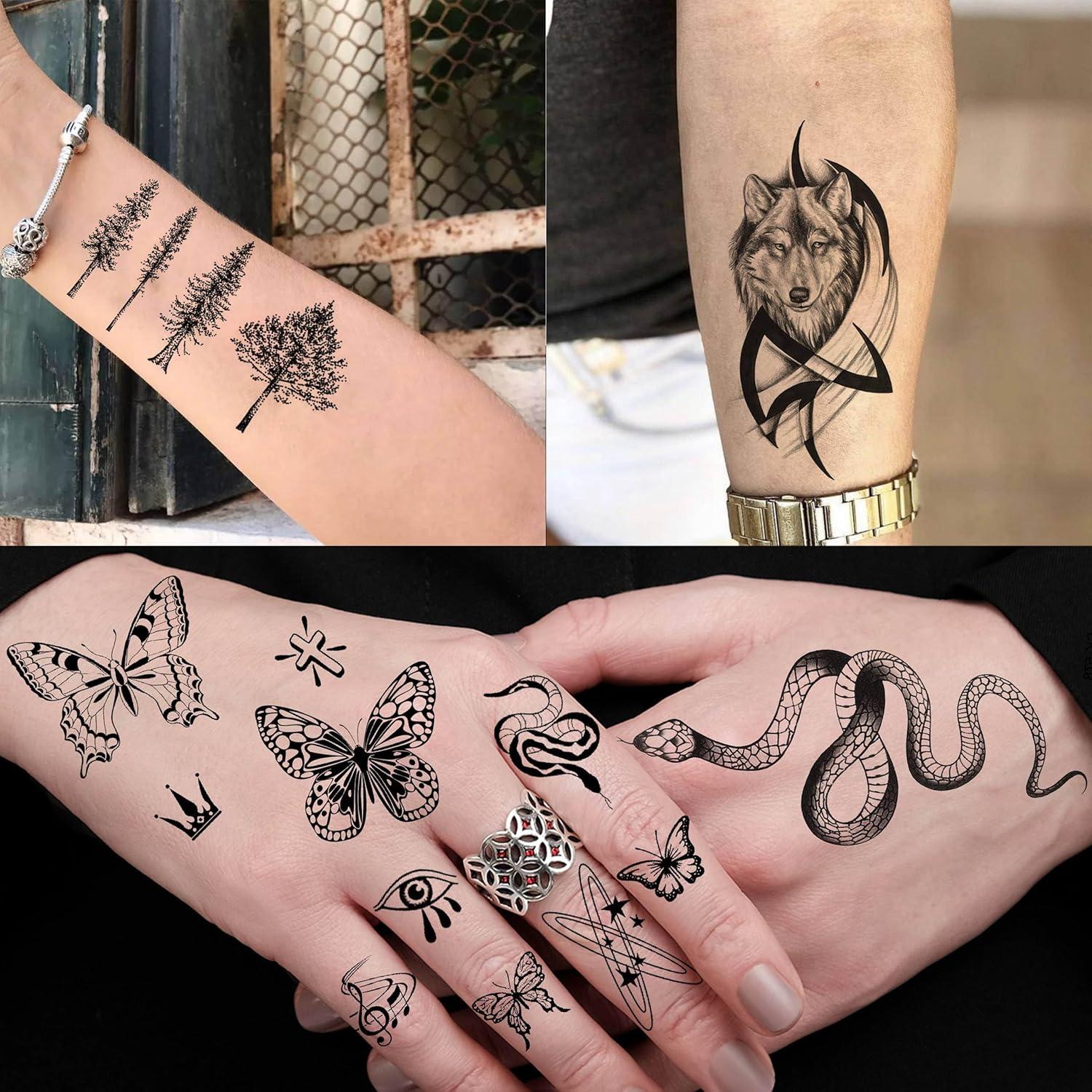 49 Hojas Tatuajes Temporales TASROI Animales Negros 3D