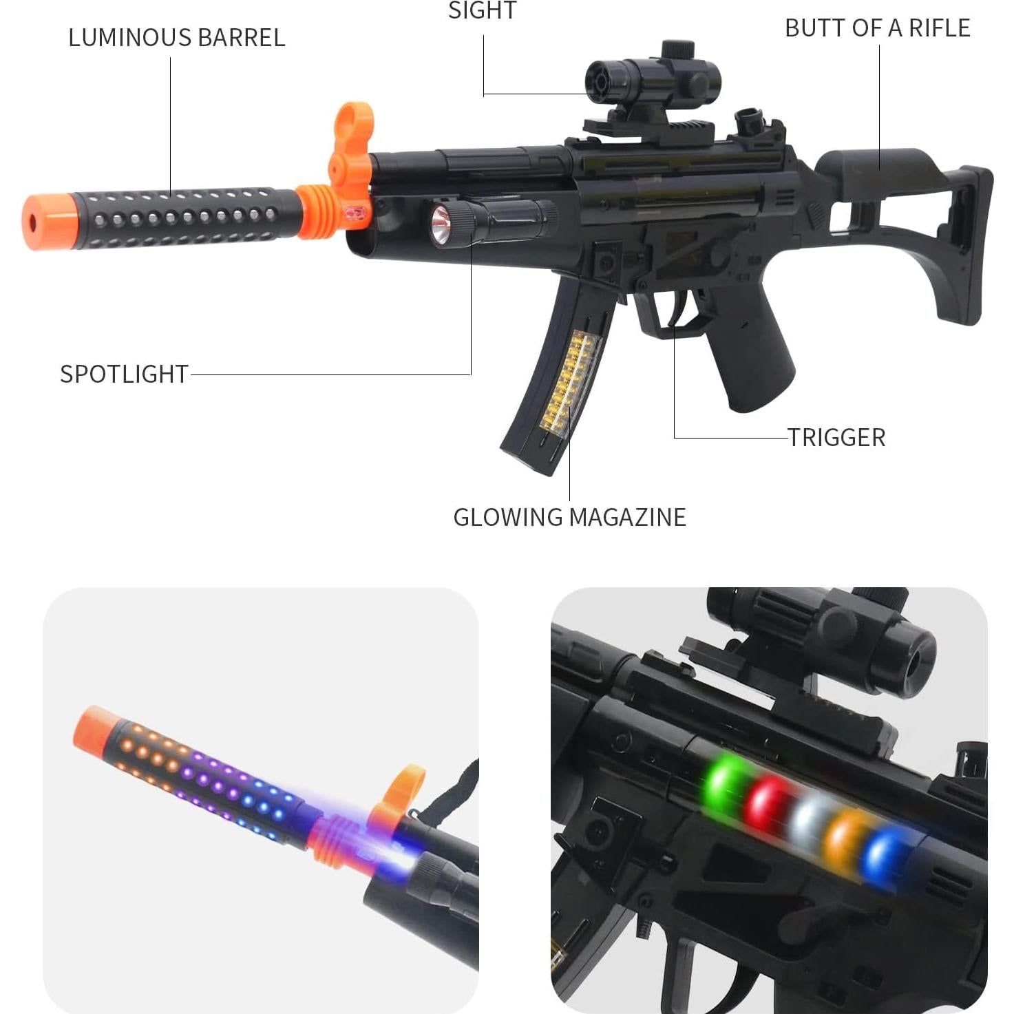 Juguete Pistola MP5 Apple Star con Luces y Sonidos