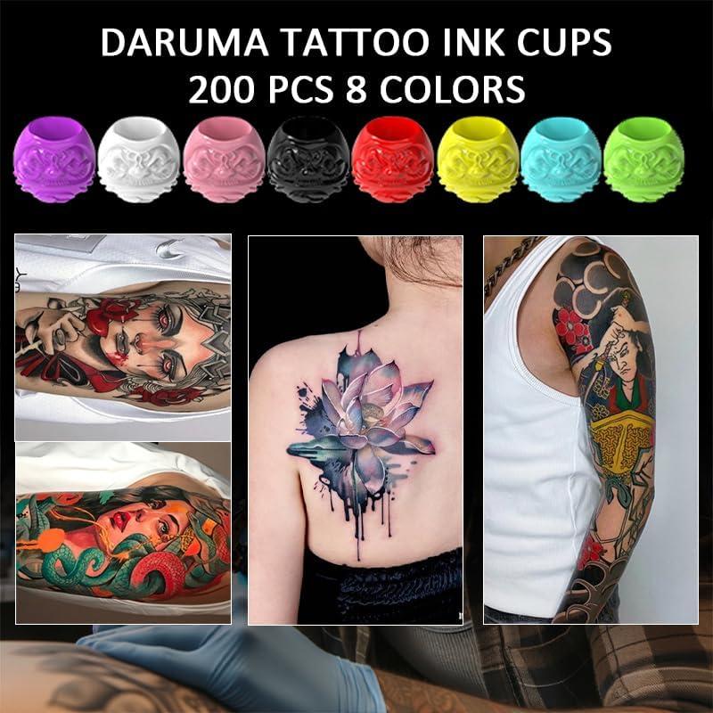 Tazas de Tinta para Tatuajes Moricher 200 Pcs 8 Colores
