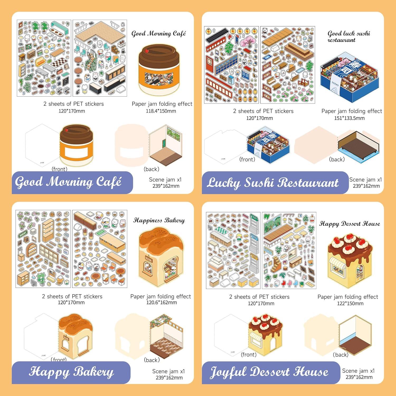 Pegatinas 3D Invertibles Zlineviy - Panadería, Postres, Sushi