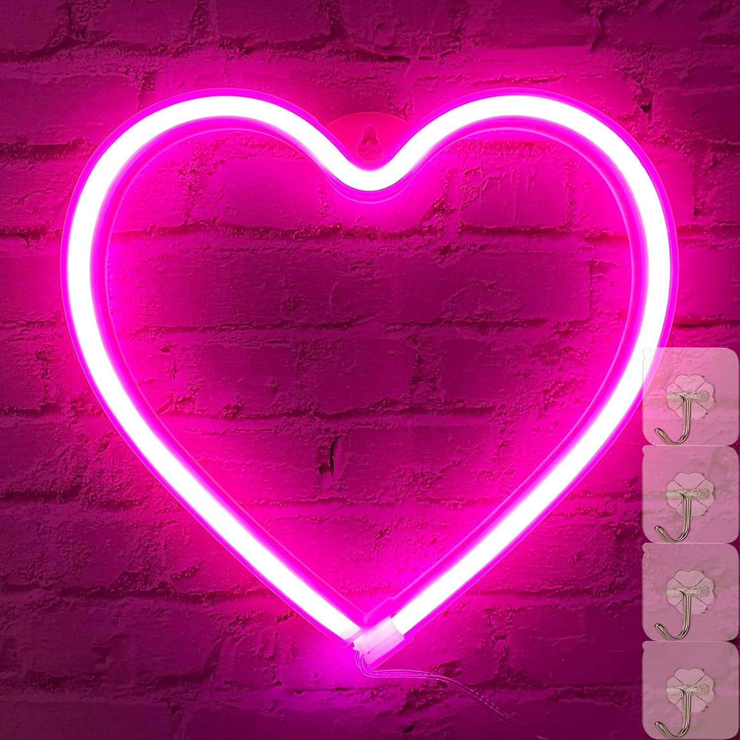 Lámpara de Corazón LED Rosa VIFULIN - Decoración USB/Batería