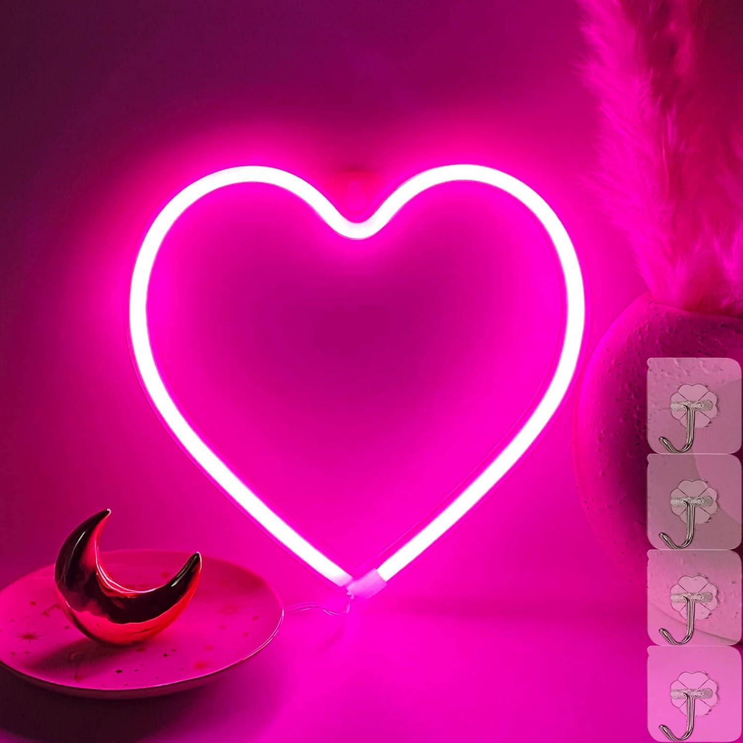 Lámpara de Corazón LED Rosa VIFULIN - Decoración USB/Batería