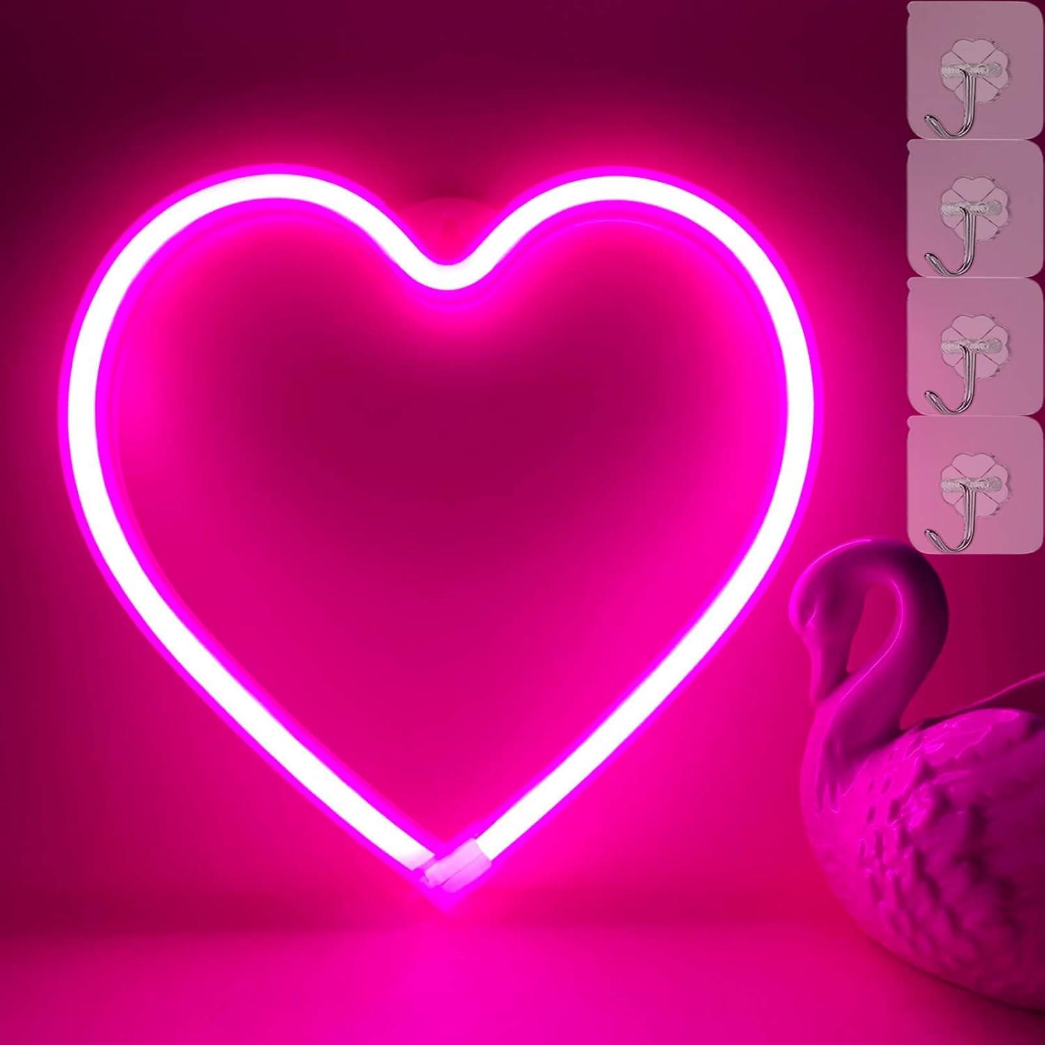 Lámpara de Corazón LED Rosa VIFULIN - Decoración USB/Batería