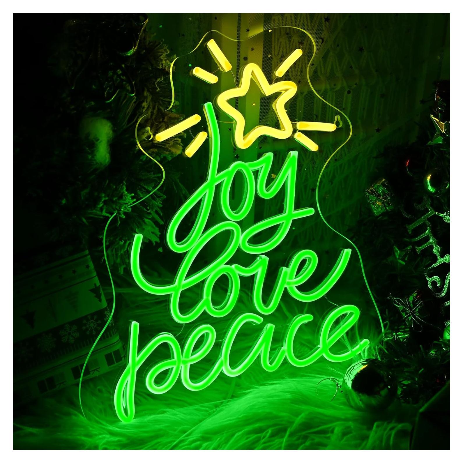 Letrero Neón LED Navidad Lingqiang 36.3x27cm Alegría Amor Paz